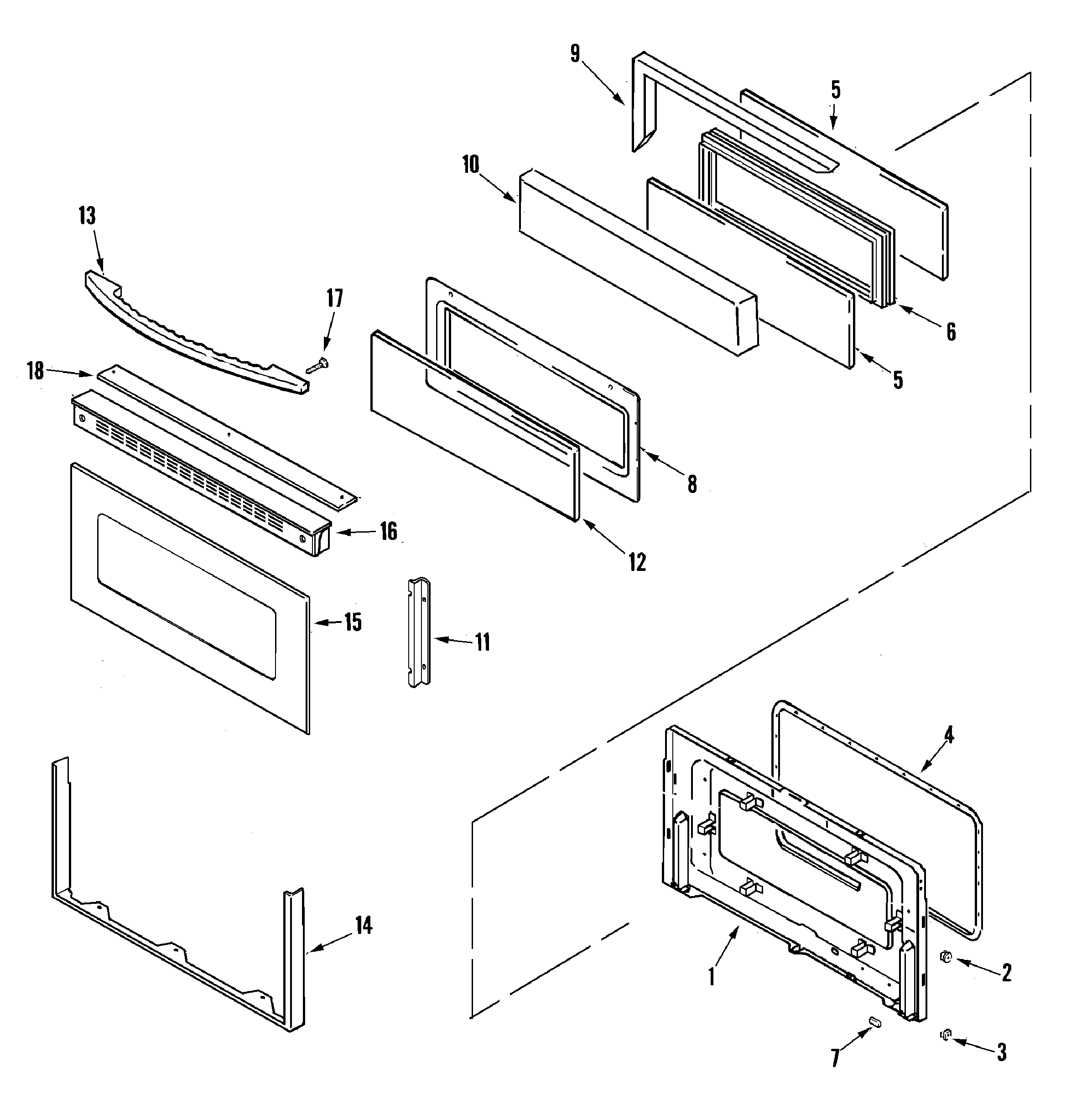 Maytag MGR6772BDB door (upper-bdb/bdq/bdw) diagram