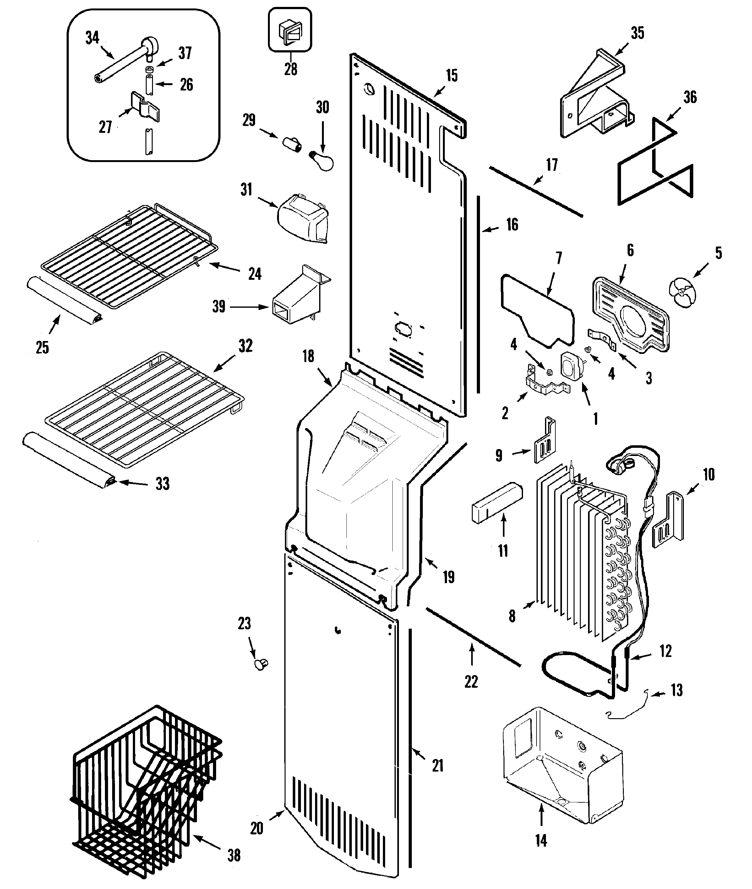Maytag MZD2752GRQ freezer compartment diagram