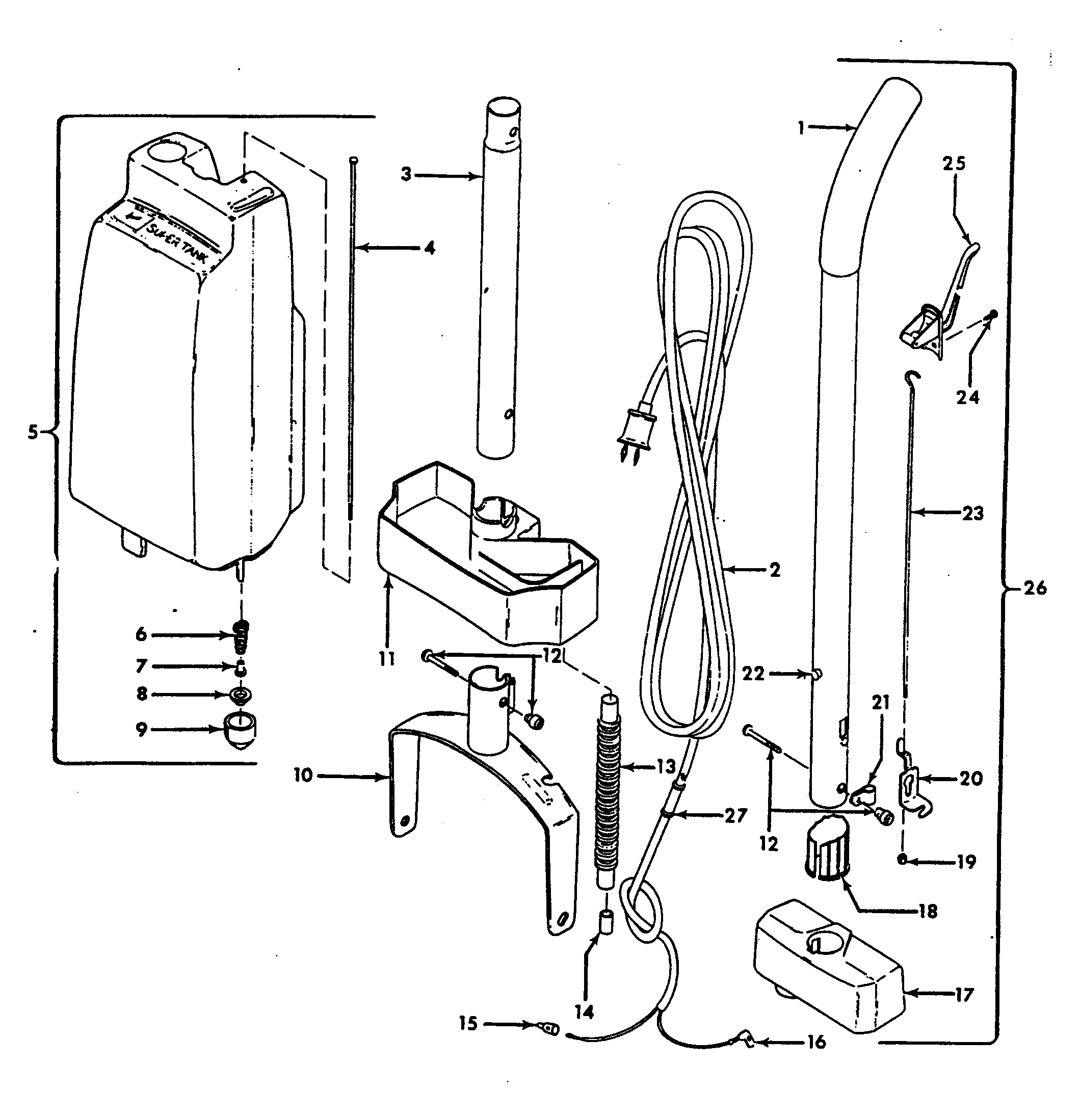 Hoover F4300-073 handle_tank diagram