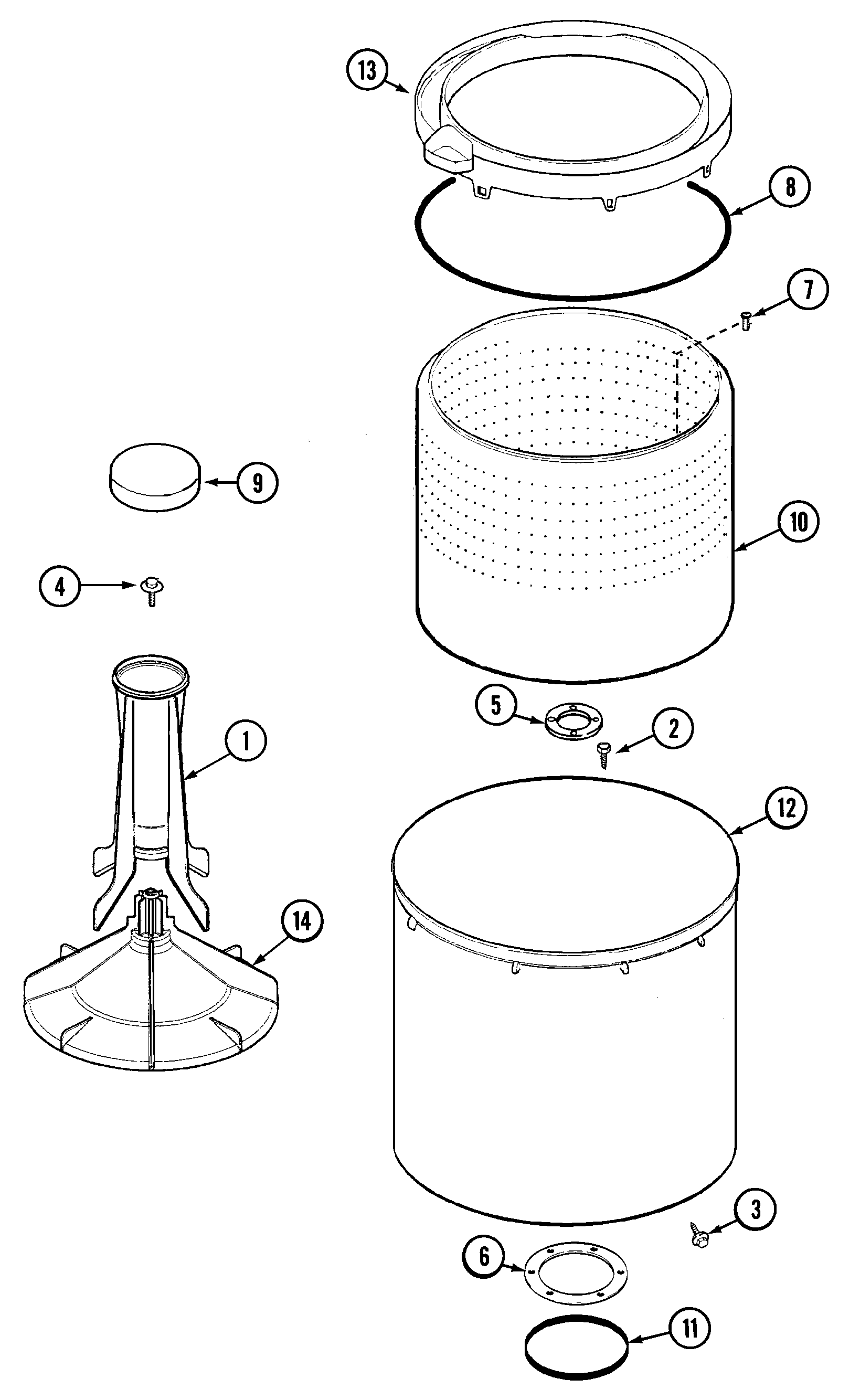 Hoover HAV1200ARW tub diagram