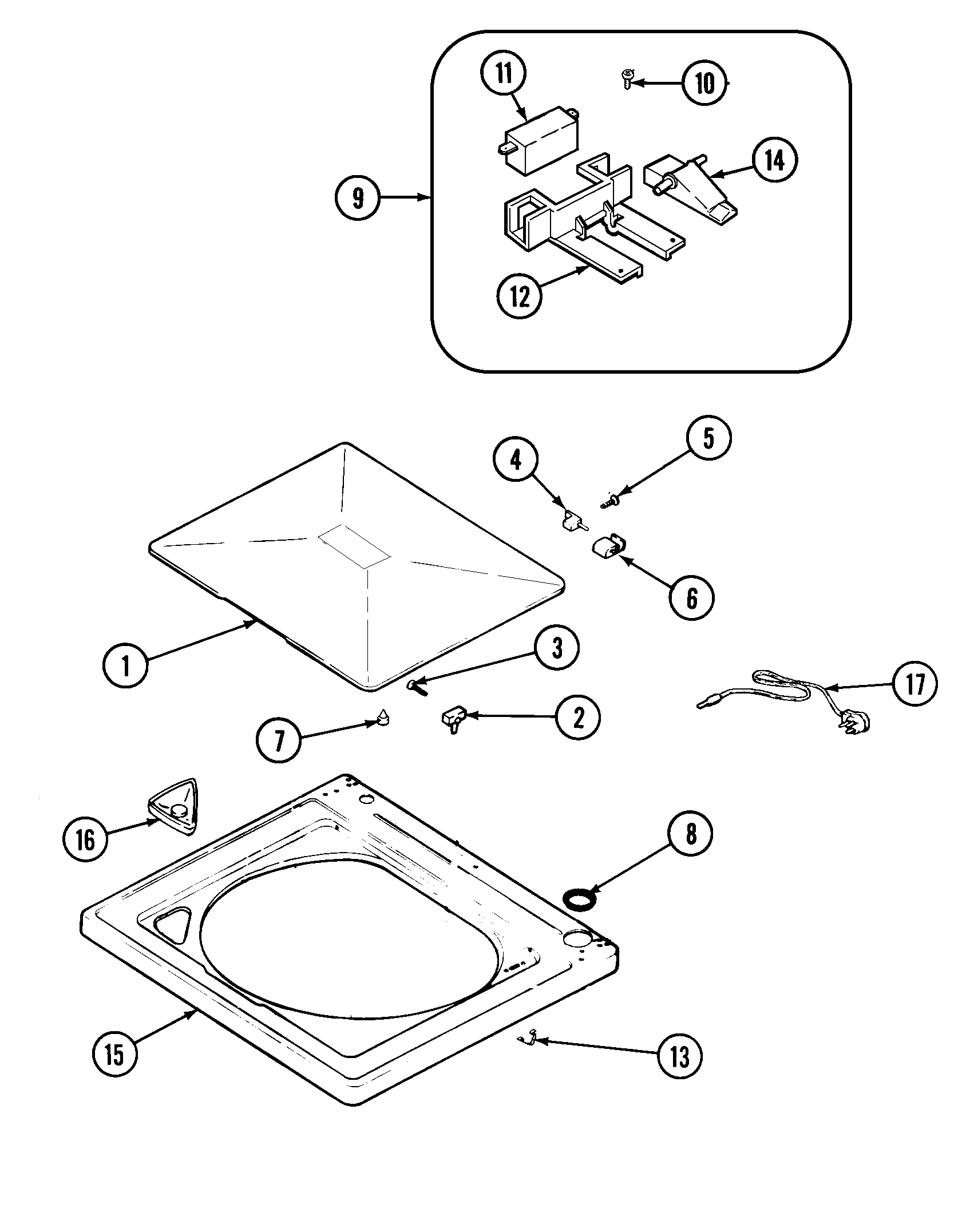Magic Chef CAV2000AJW top diagram