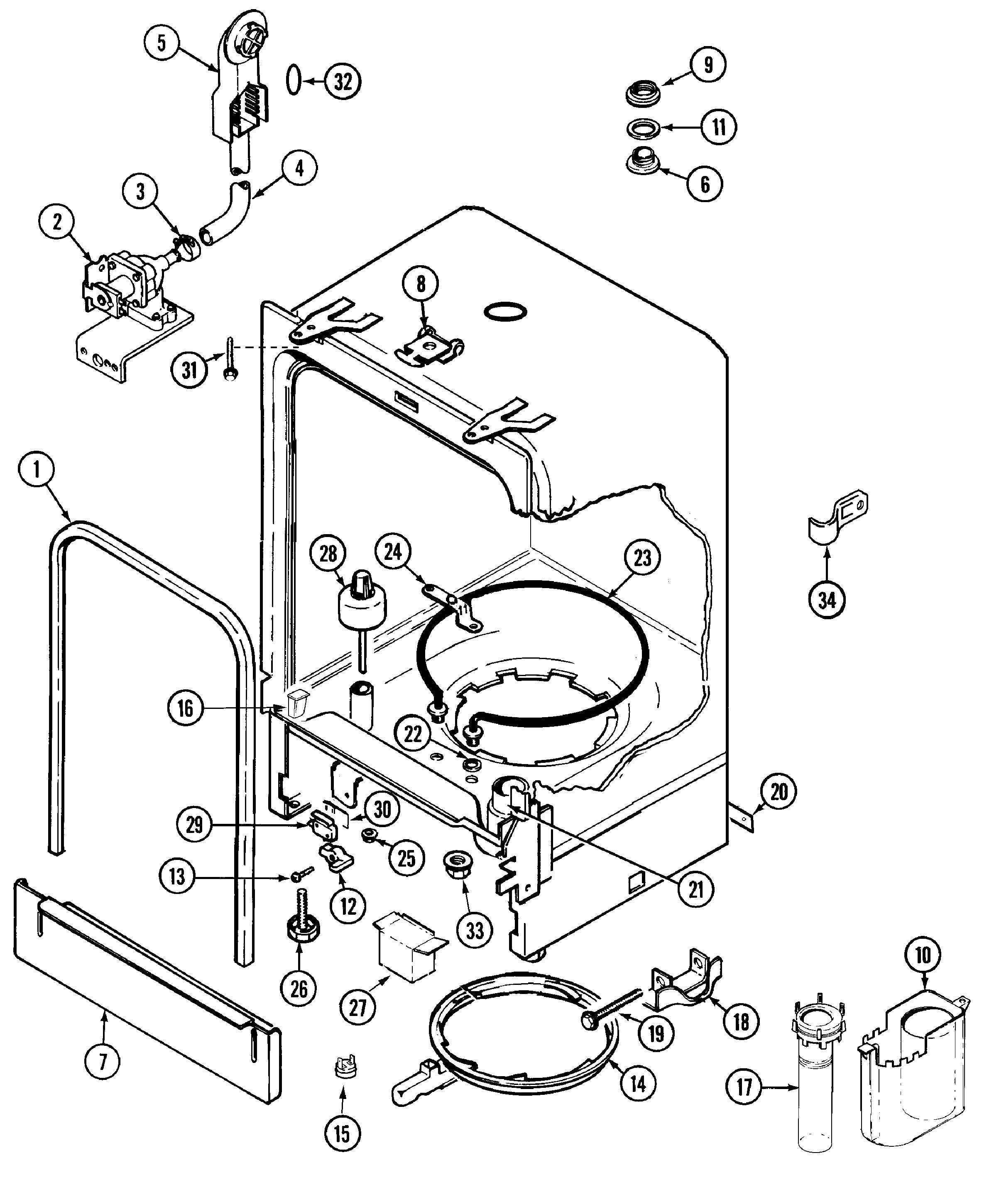 Maytag PDB1600AWE tub diagram