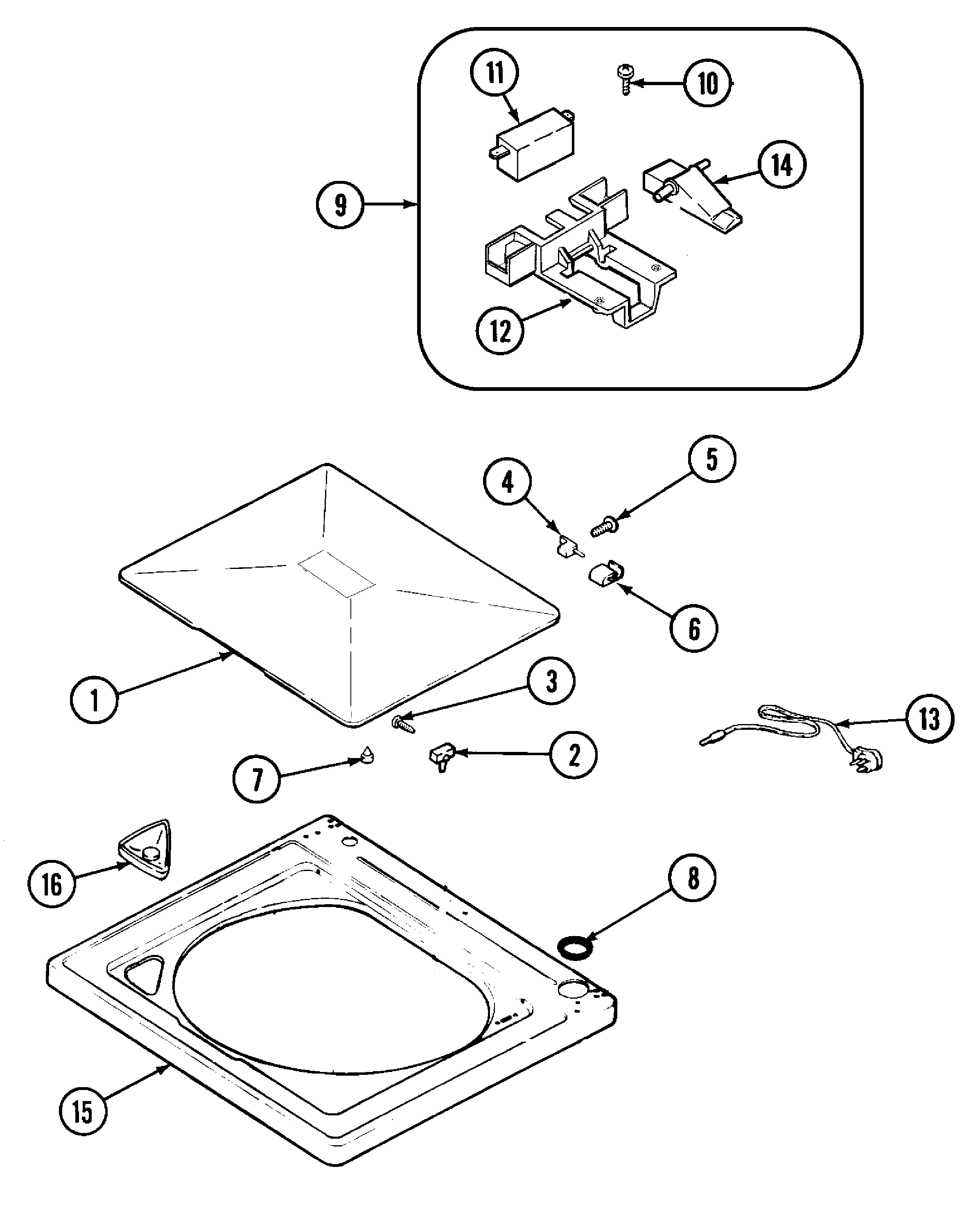 Maytag PAV2360AWW top diagram