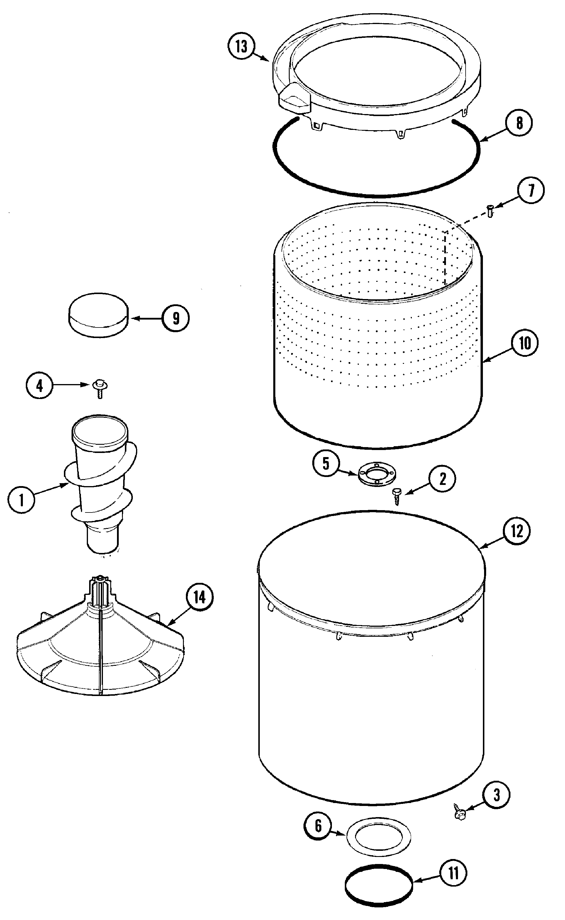 Maytag PAV2360AWW tub diagram