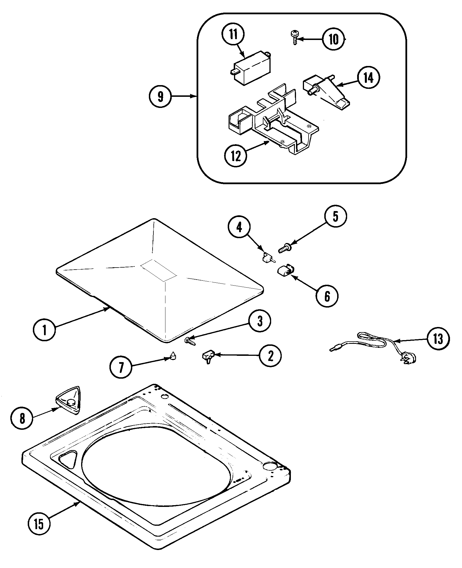 Maytag PAVT234AWW top diagram