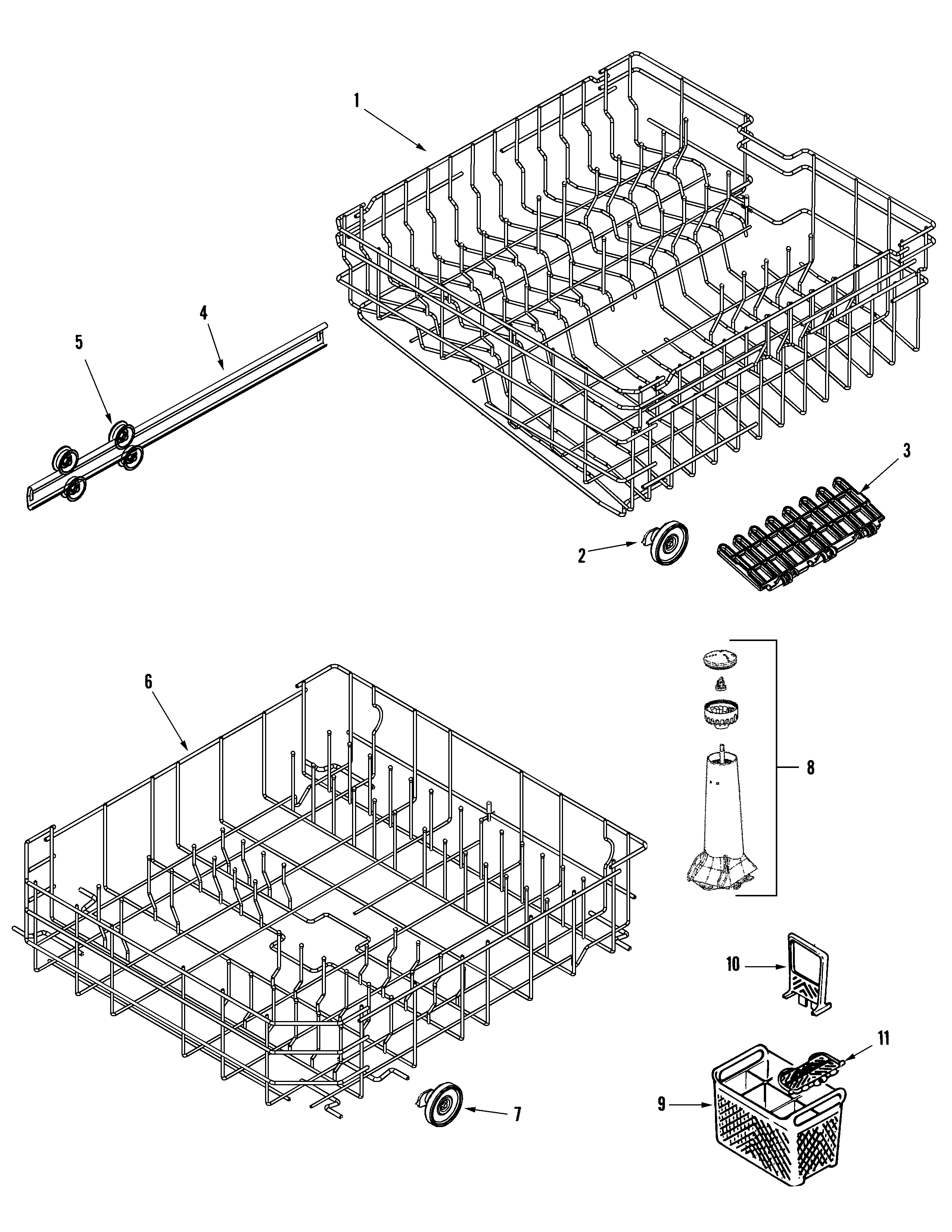Maytag PDBL290AWX track & rack assembly diagram