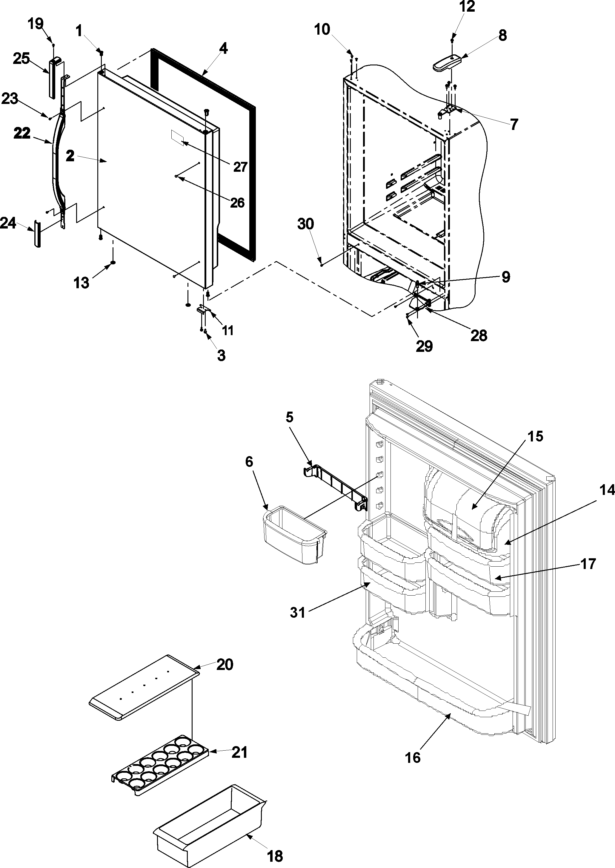 Kenmore 59675234402 refrigerator door diagram