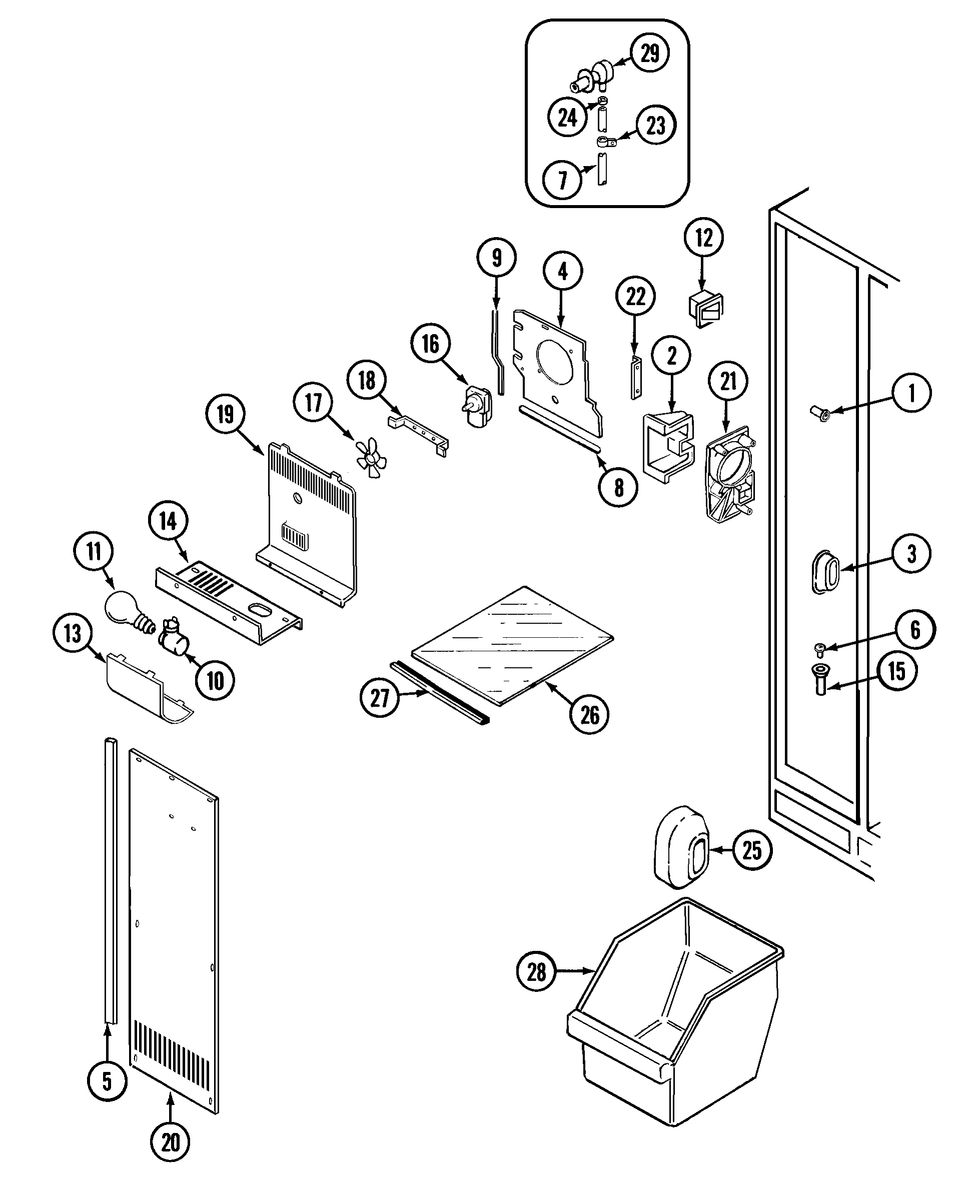 Maytag GS20Y8A freezer compartment diagram