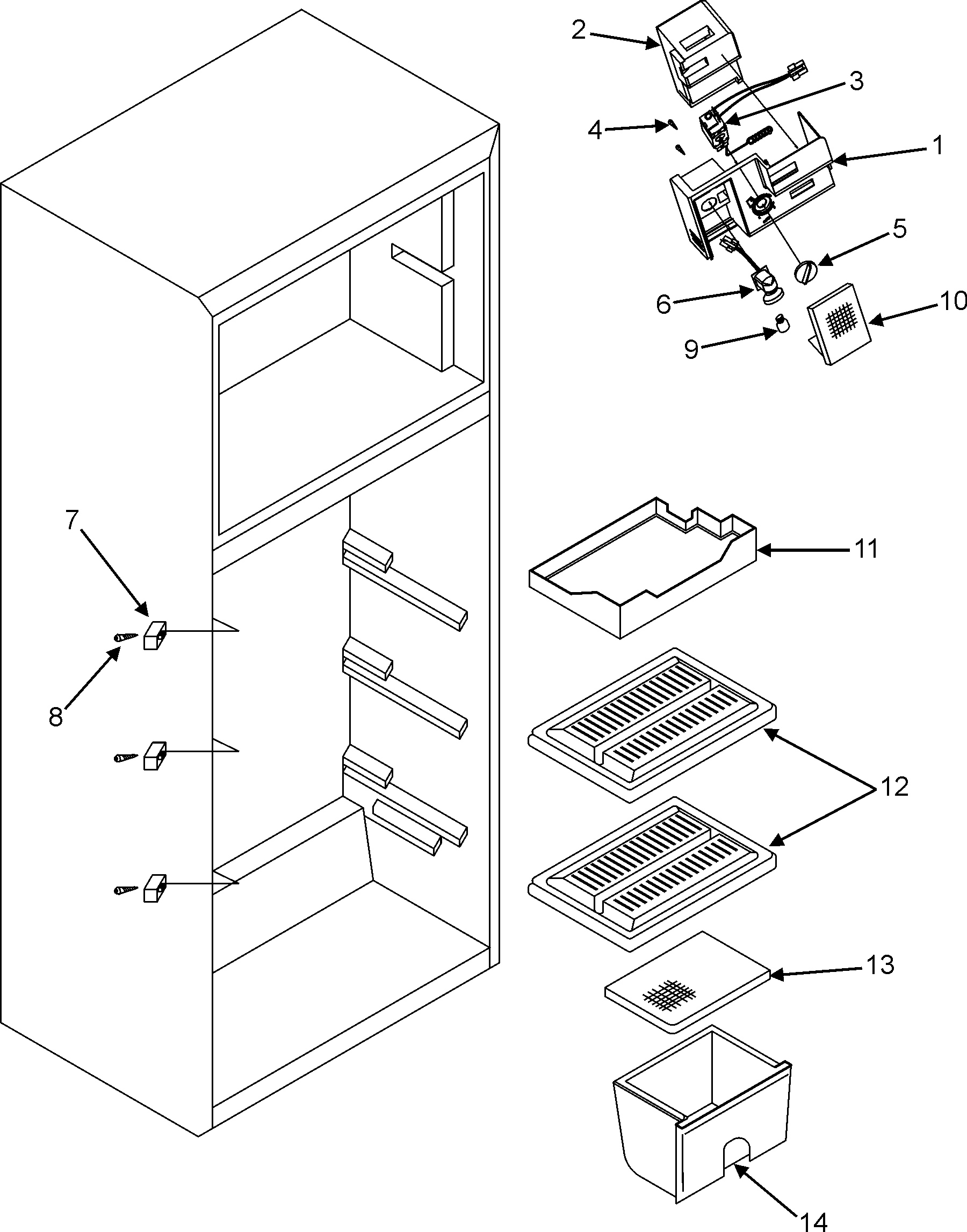 Maytag PCF8200ACW fresh food compartment diagram