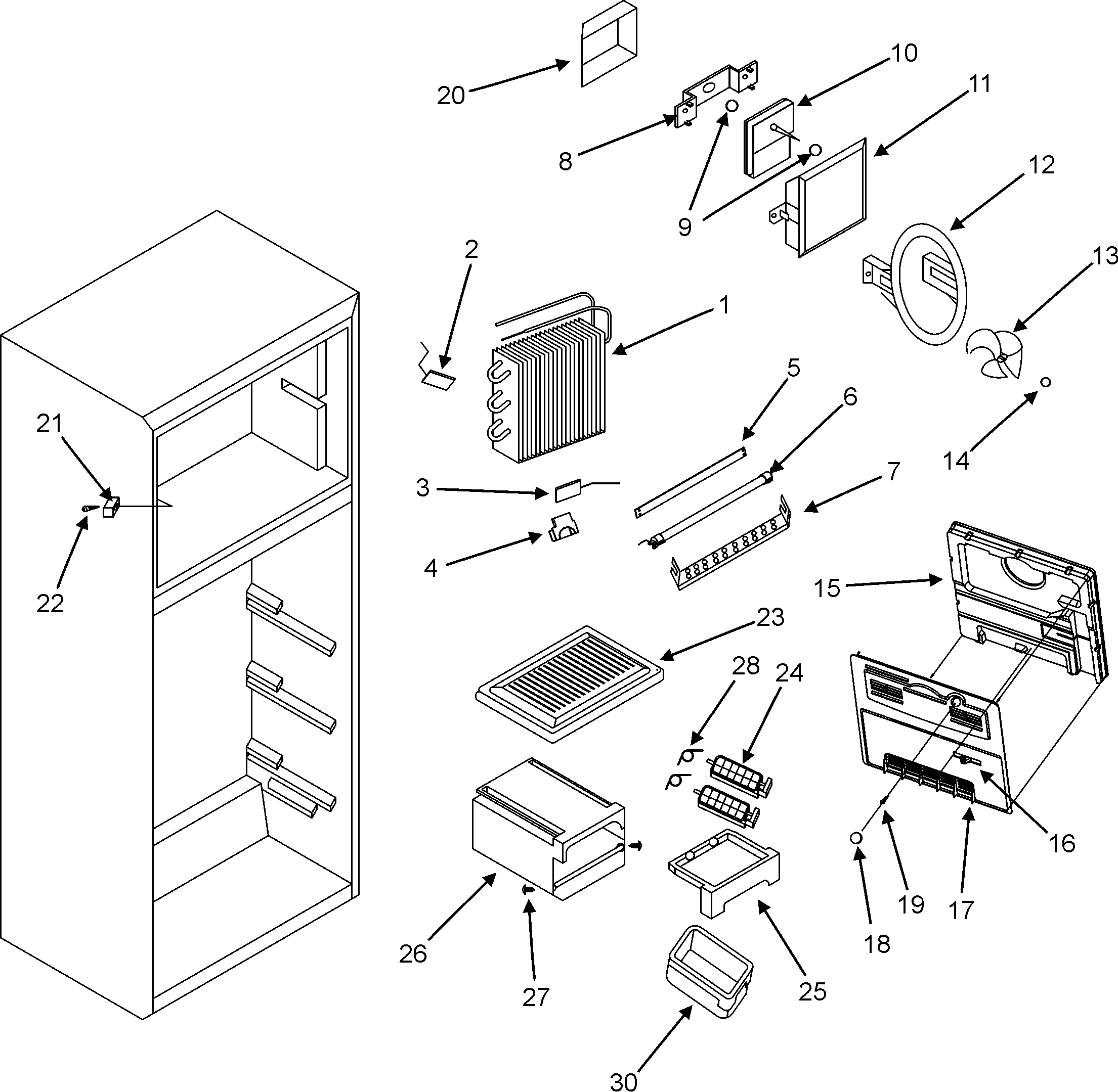 Maytag PCF8200ACW freezer compartment diagram
