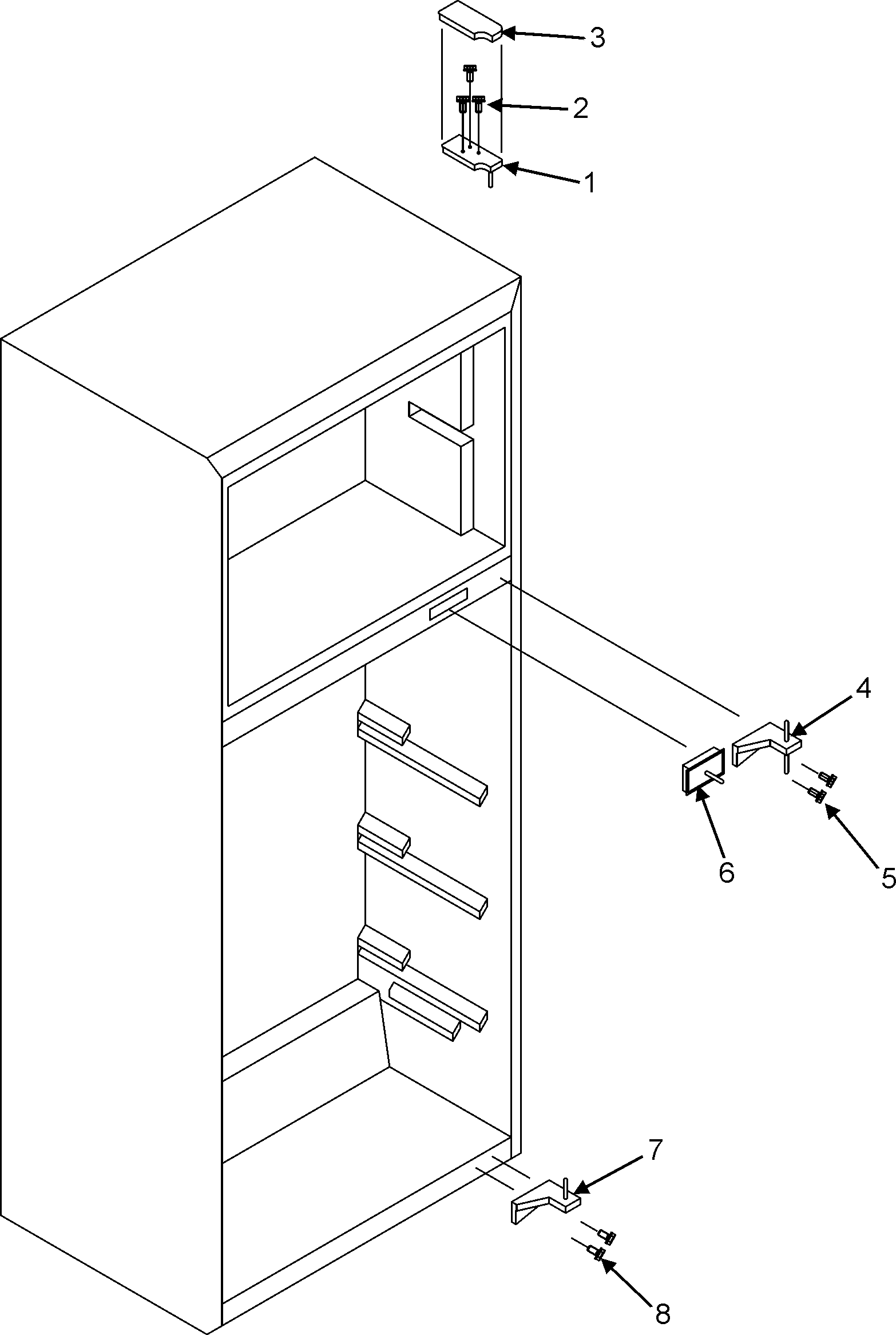 Maytag PCF8200ACW hinges & door switch diagram