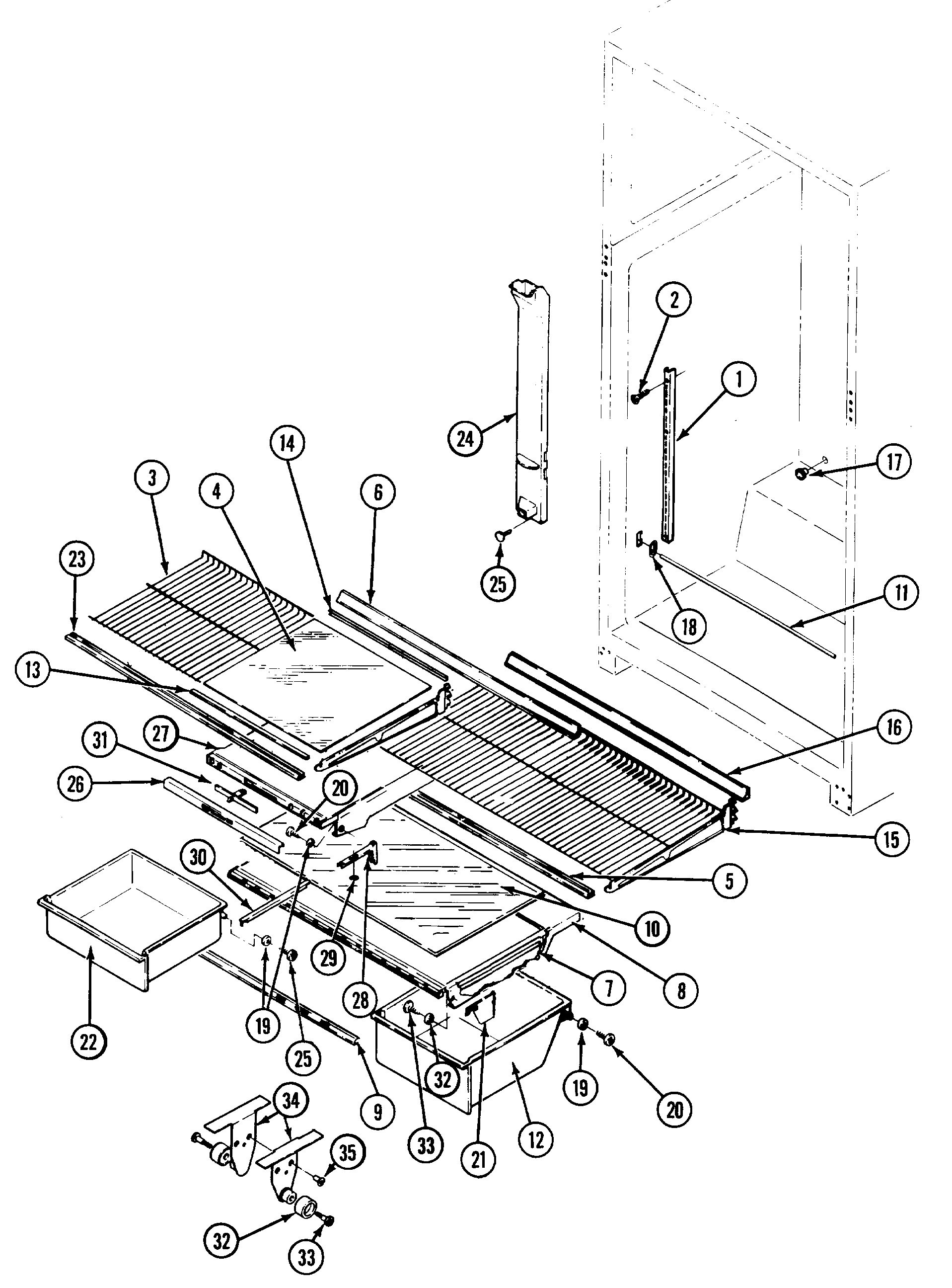 Maytag RTC1500DAM shelves & accessories diagram