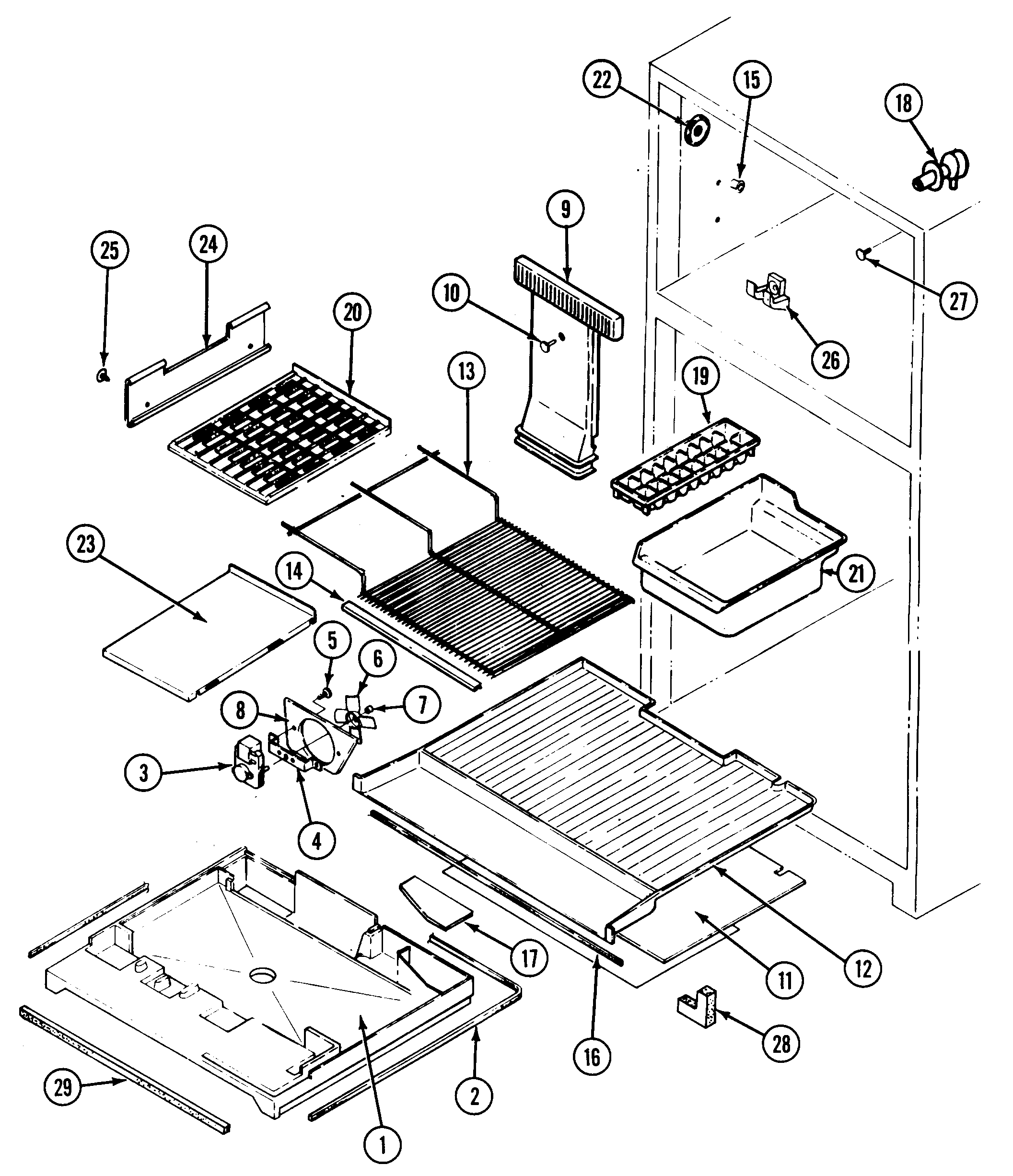 Maytag RTC1500DAM freezer compartment diagram