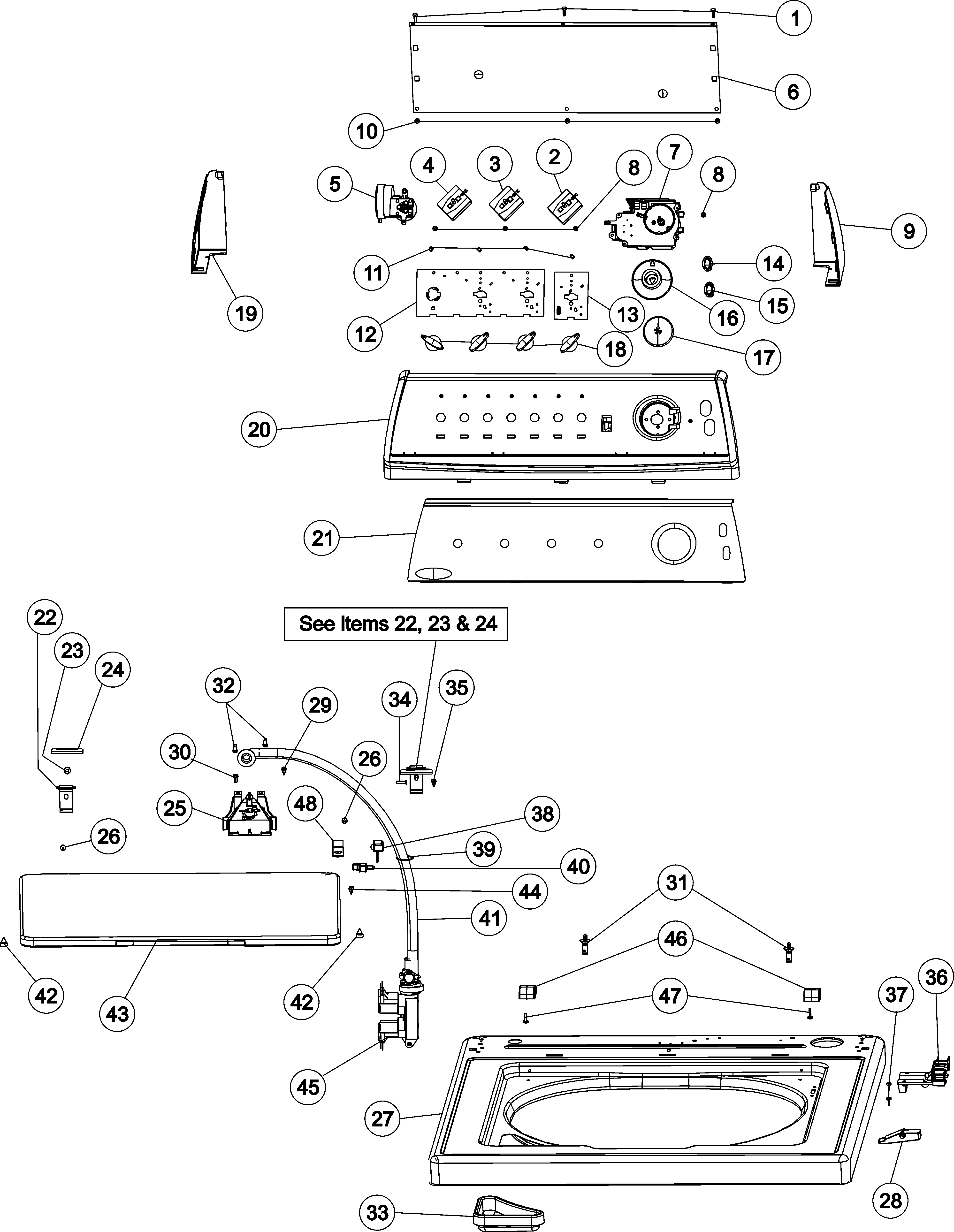 Admiral AAV9000AGW control panel & top  (aav9000) diagram
