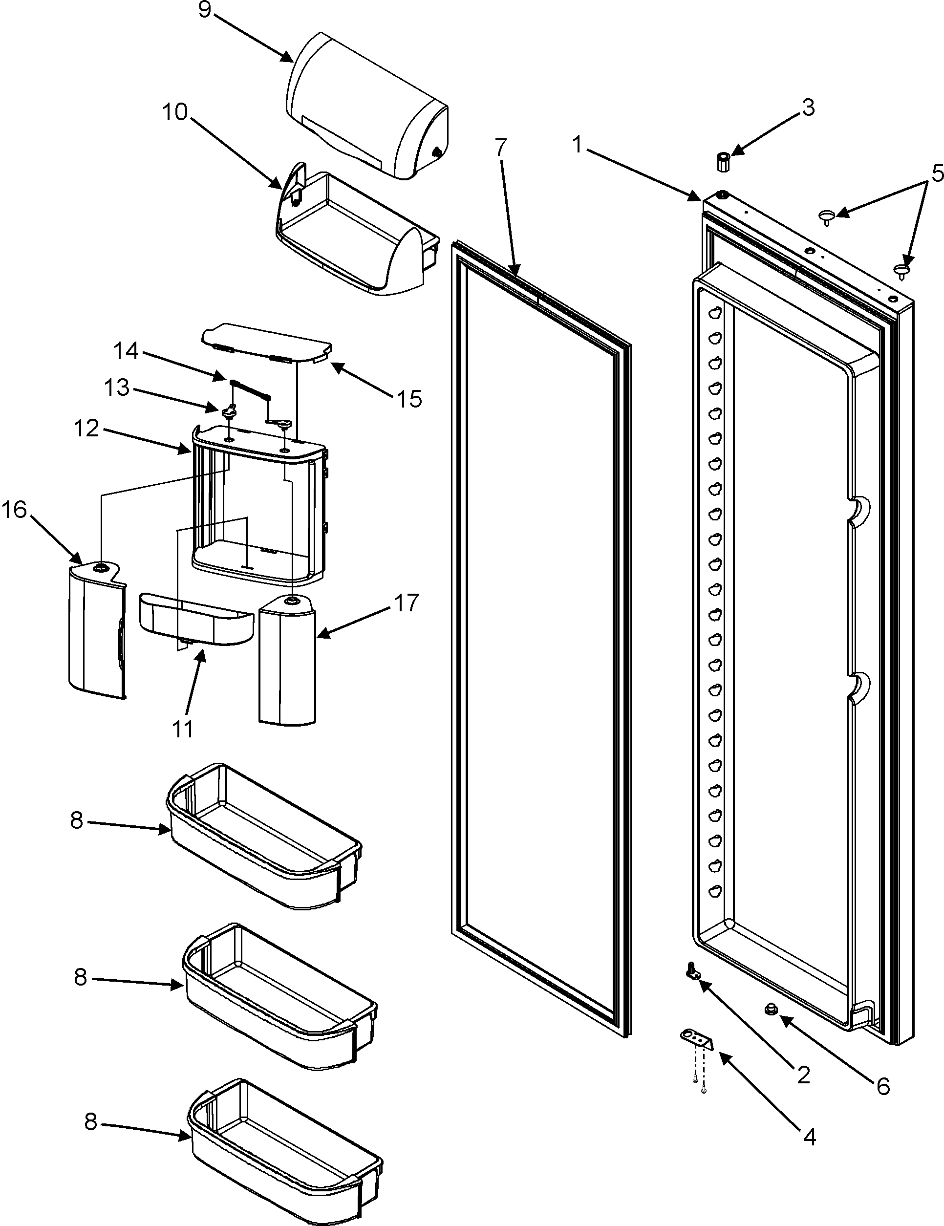 Maytag MSD2652KEU refrigerator door diagram