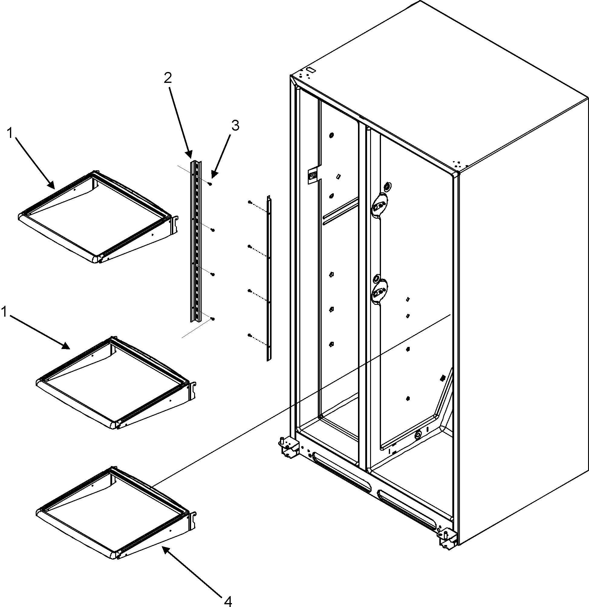 Maytag MSD2652KEU refrigerator shelves diagram