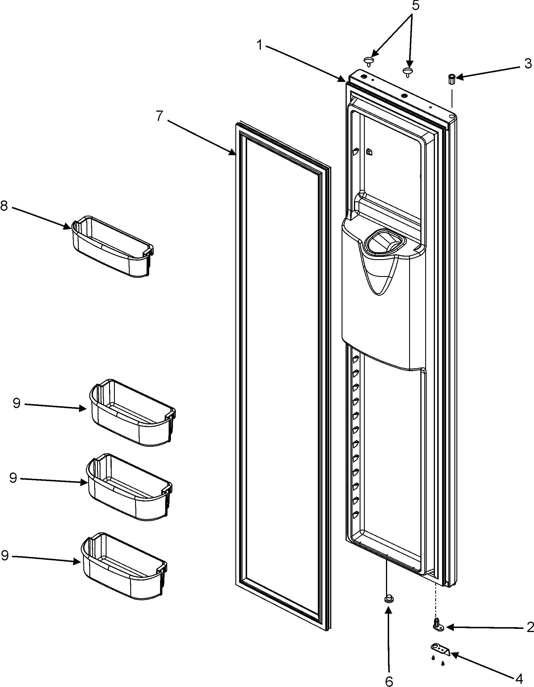Maytag MSD2652KES freezer door diagram