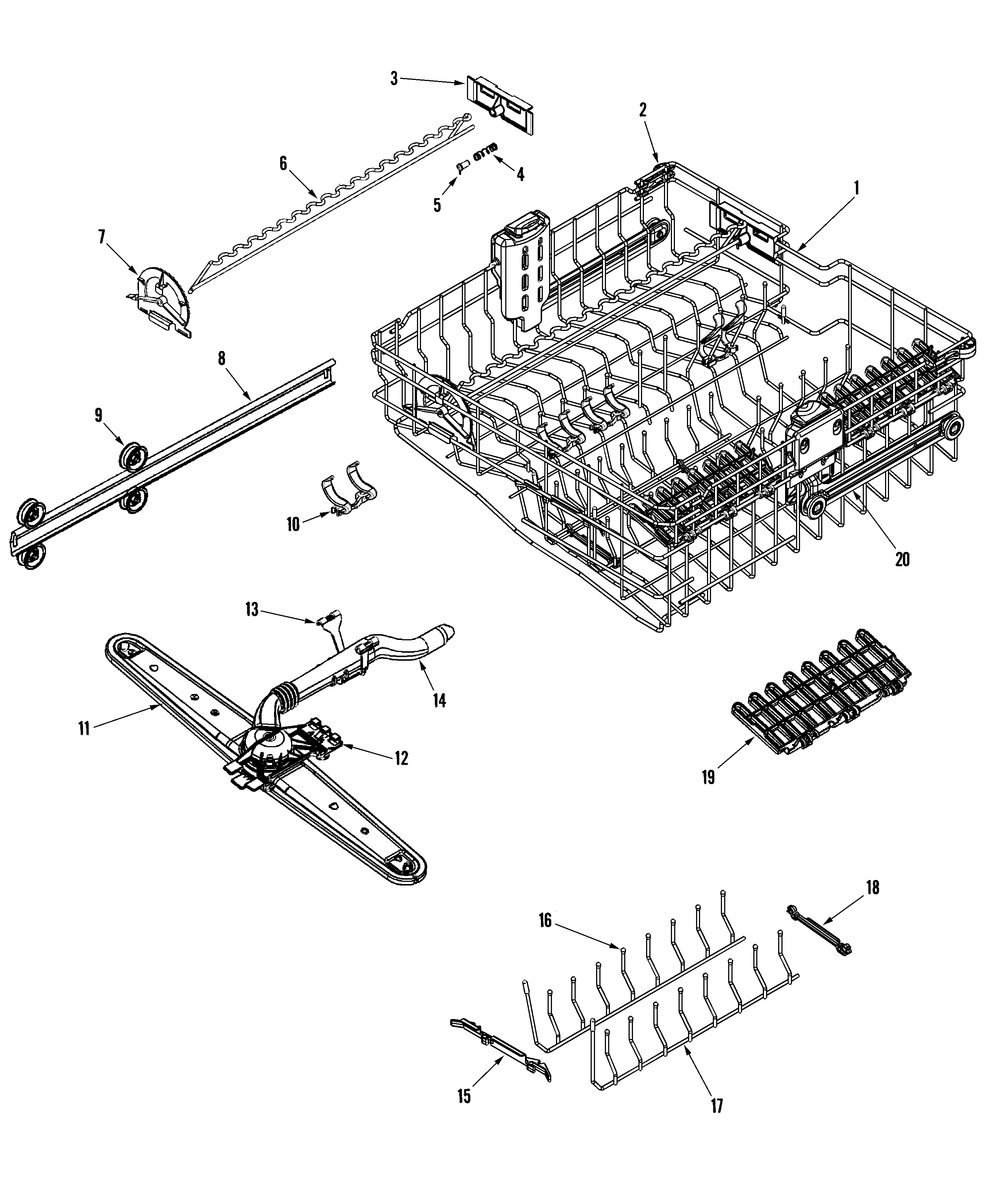 Maytag MDB9600AWS track & rack assembly (upr) diagram