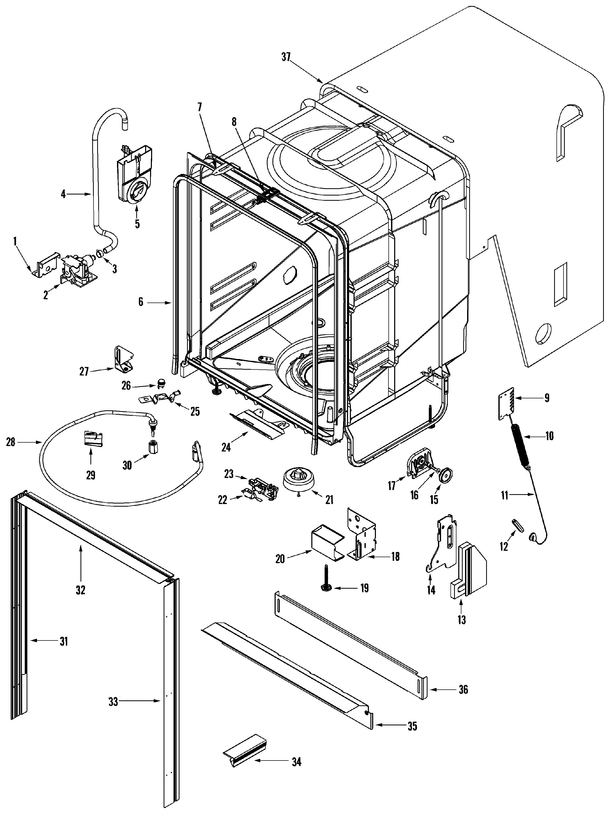 Maytag MDB9600AWS tub diagram