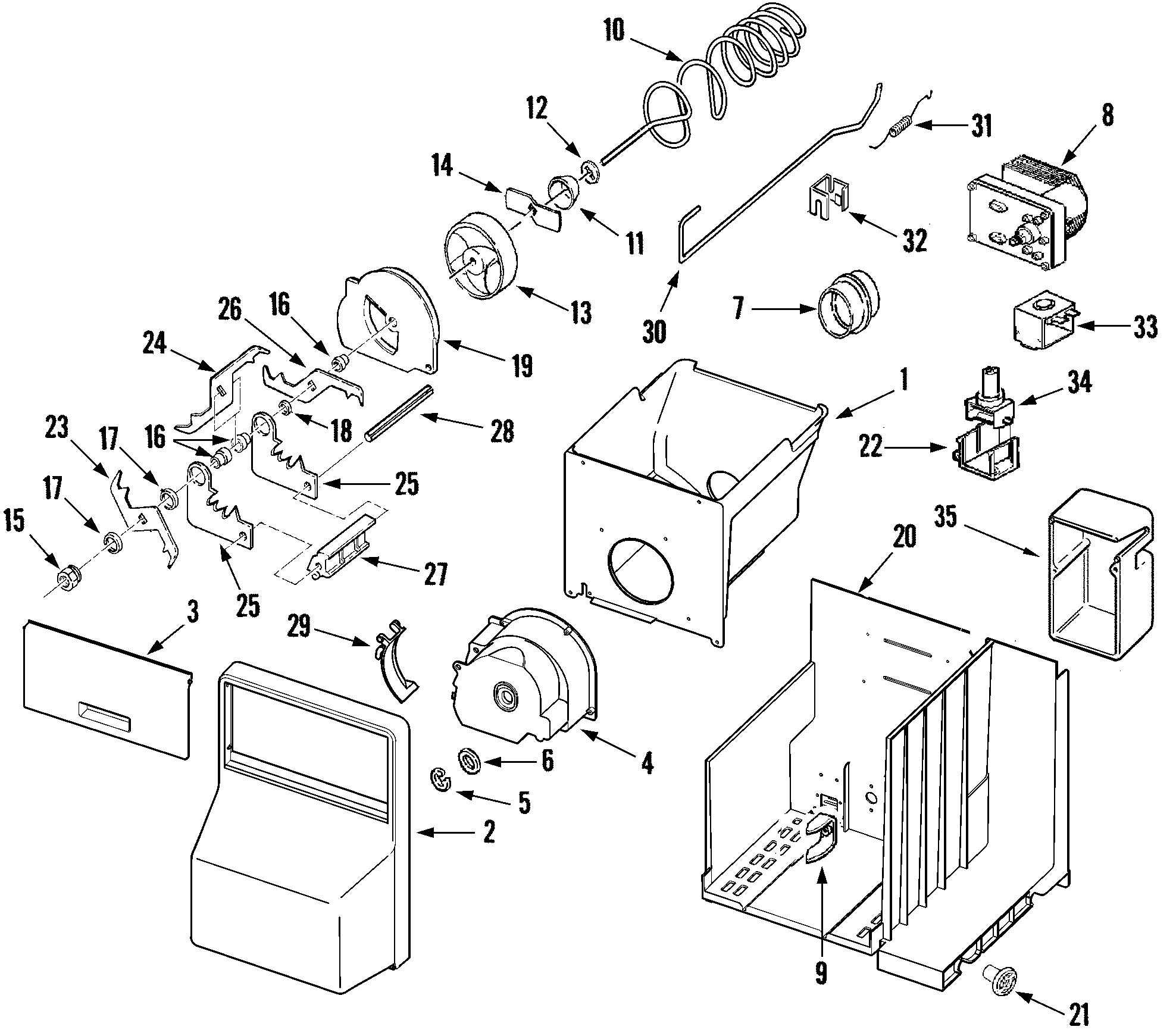 Dacor IF48BDCBOL ice bin diagram