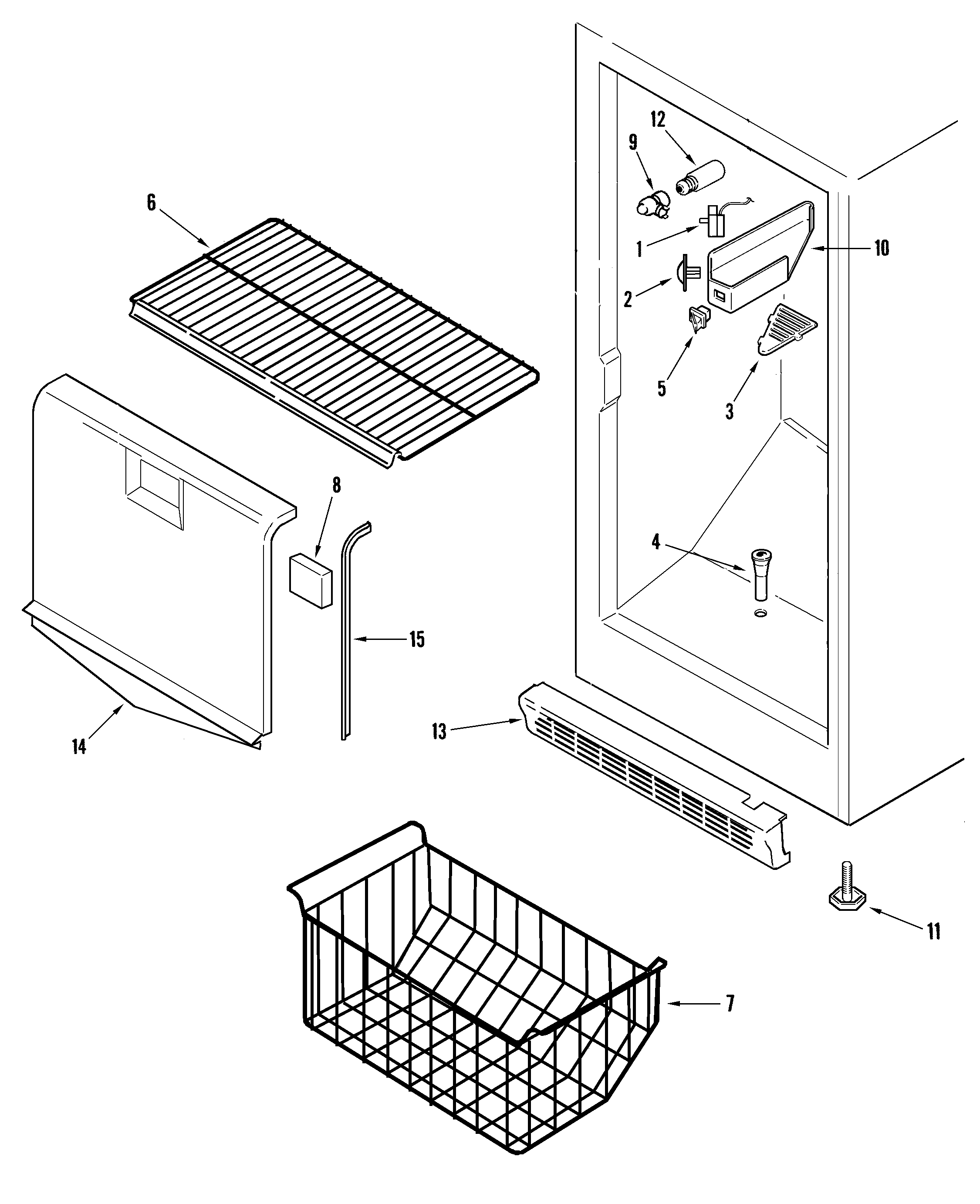 Maytag MQU2057BEW freezer compartment diagram