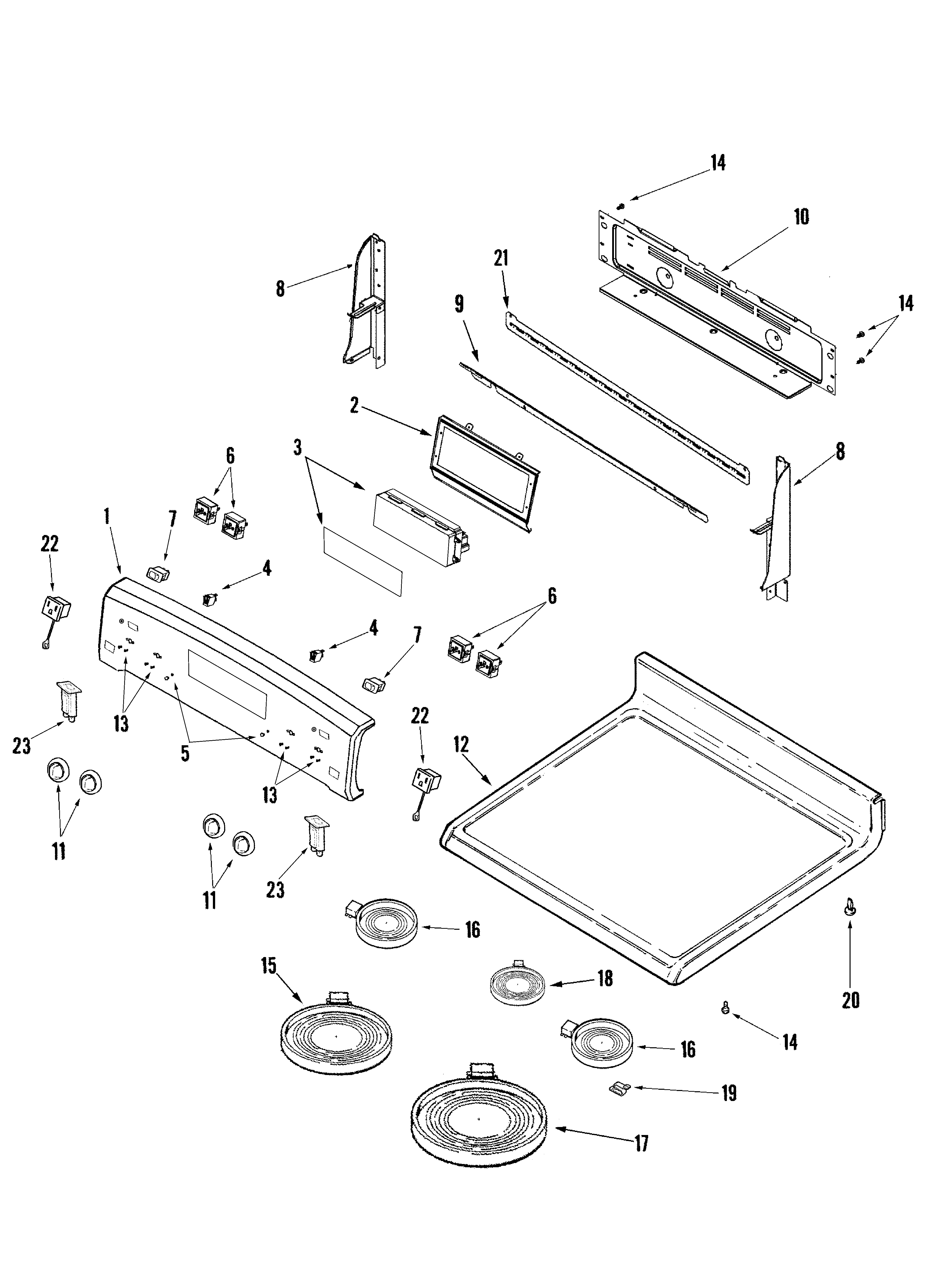 Kenmore 62960002600 control panel/top assembly diagram