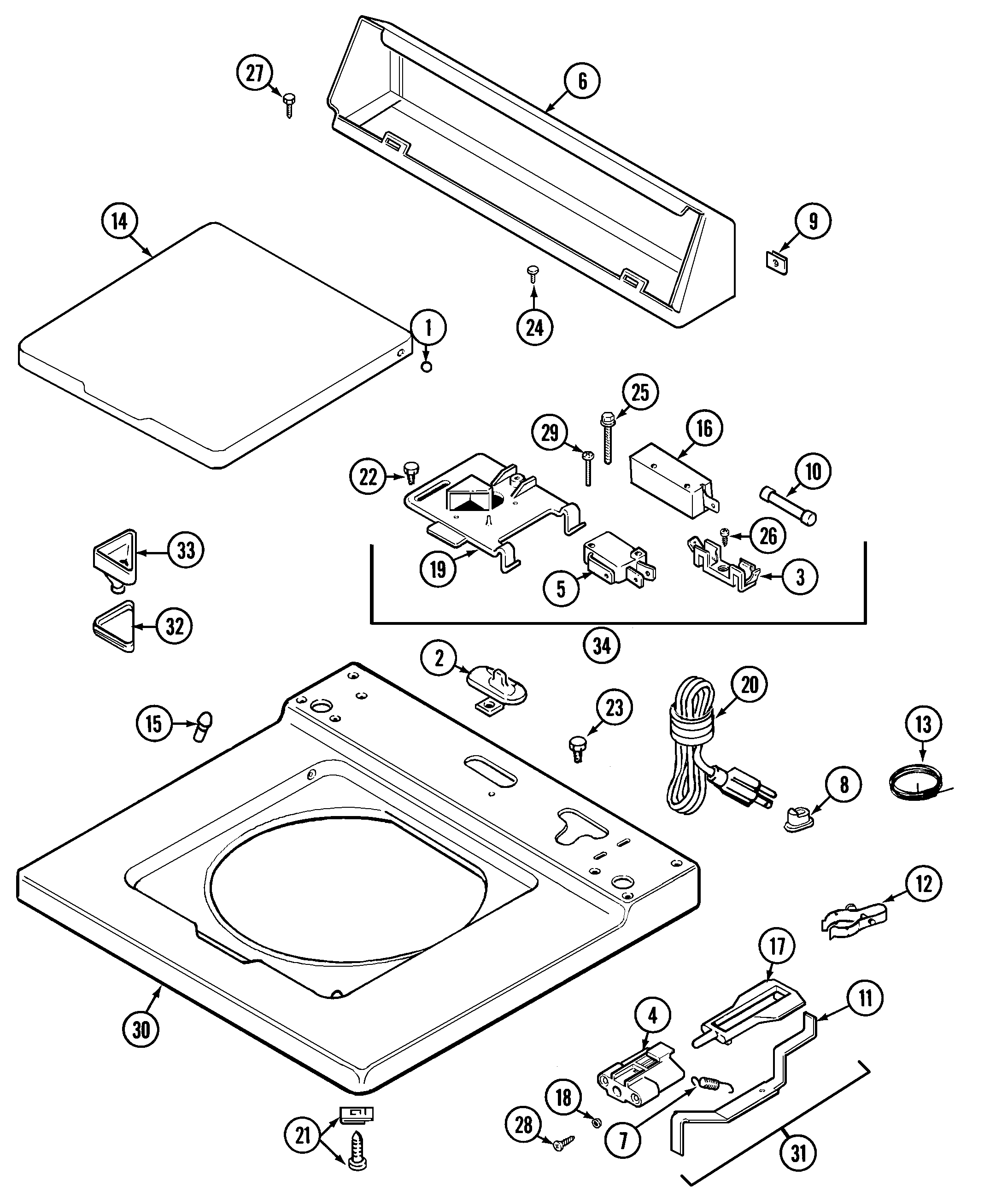 Maytag LAT9605AAE top diagram