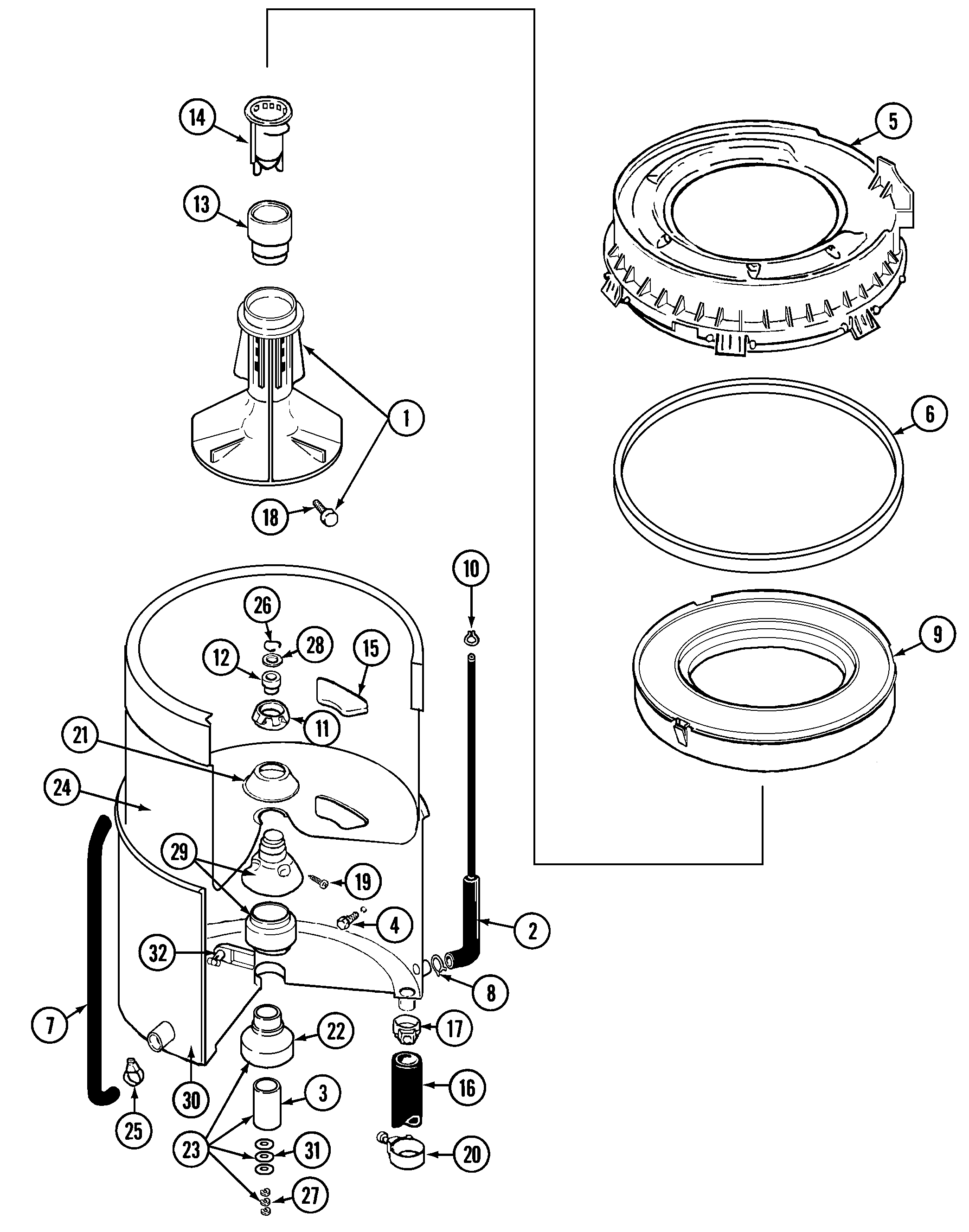 Maytag LAT9605AAE tub diagram