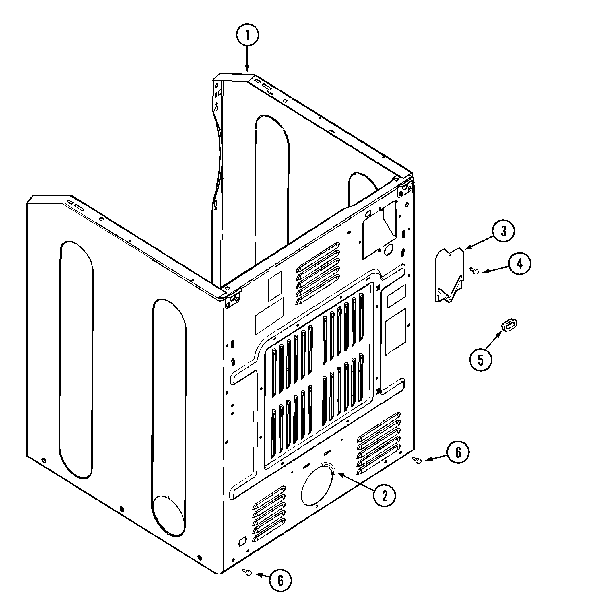 Maytag MDE5500AZQ cabinet-rear diagram