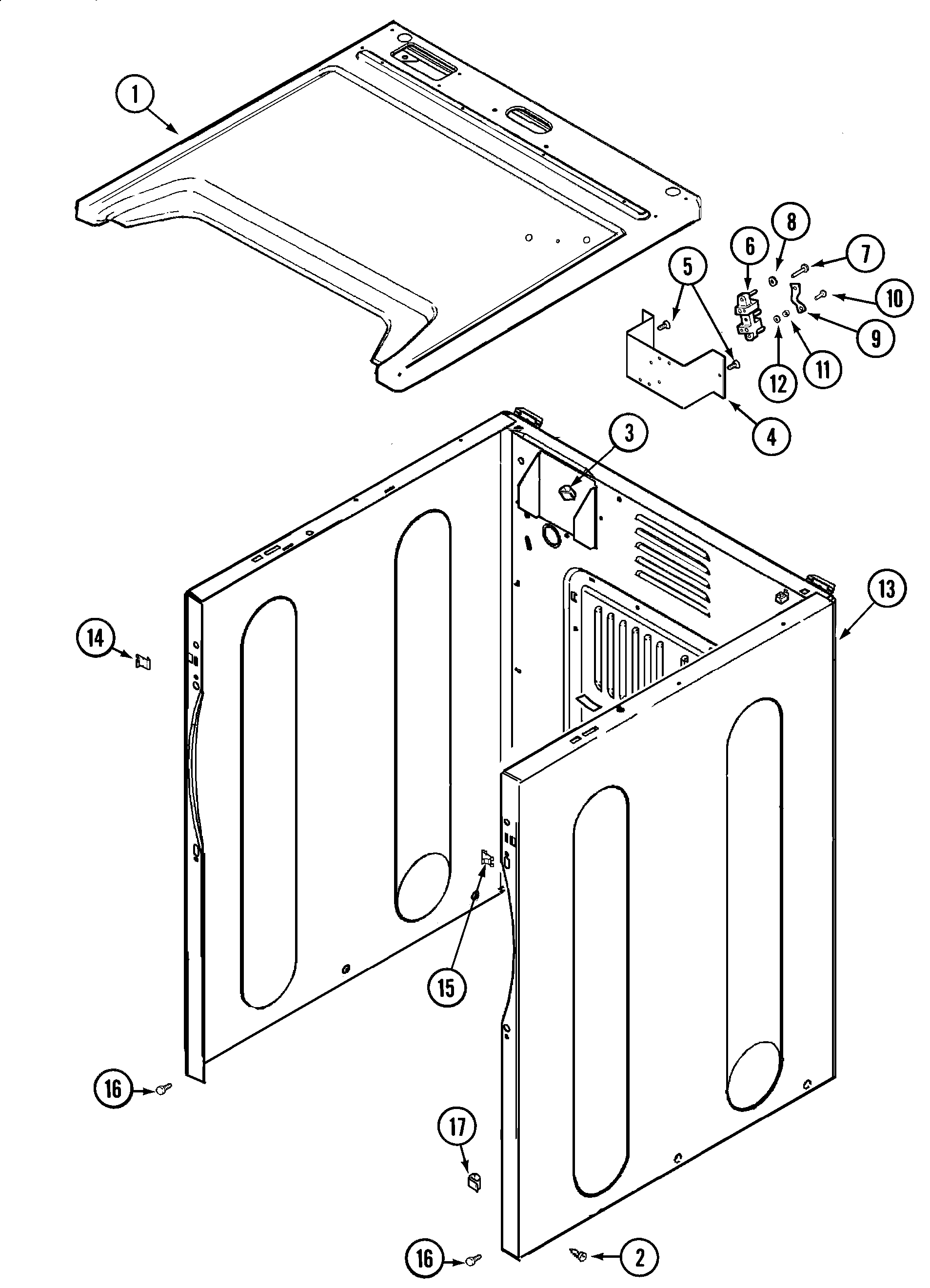 Maytag MDE2600AZW cabinet diagram