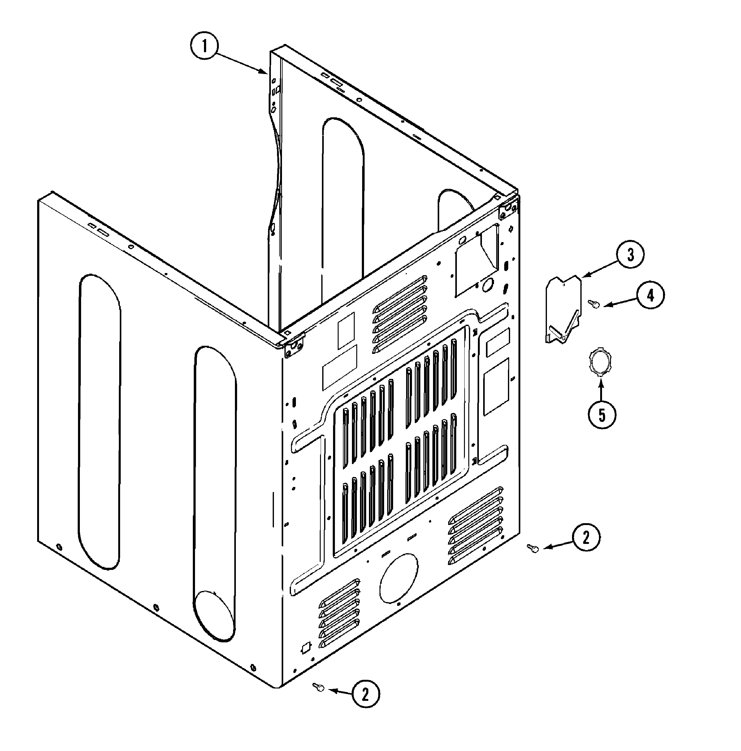 Maytag MDE2600AZW cabinet-rear diagram
