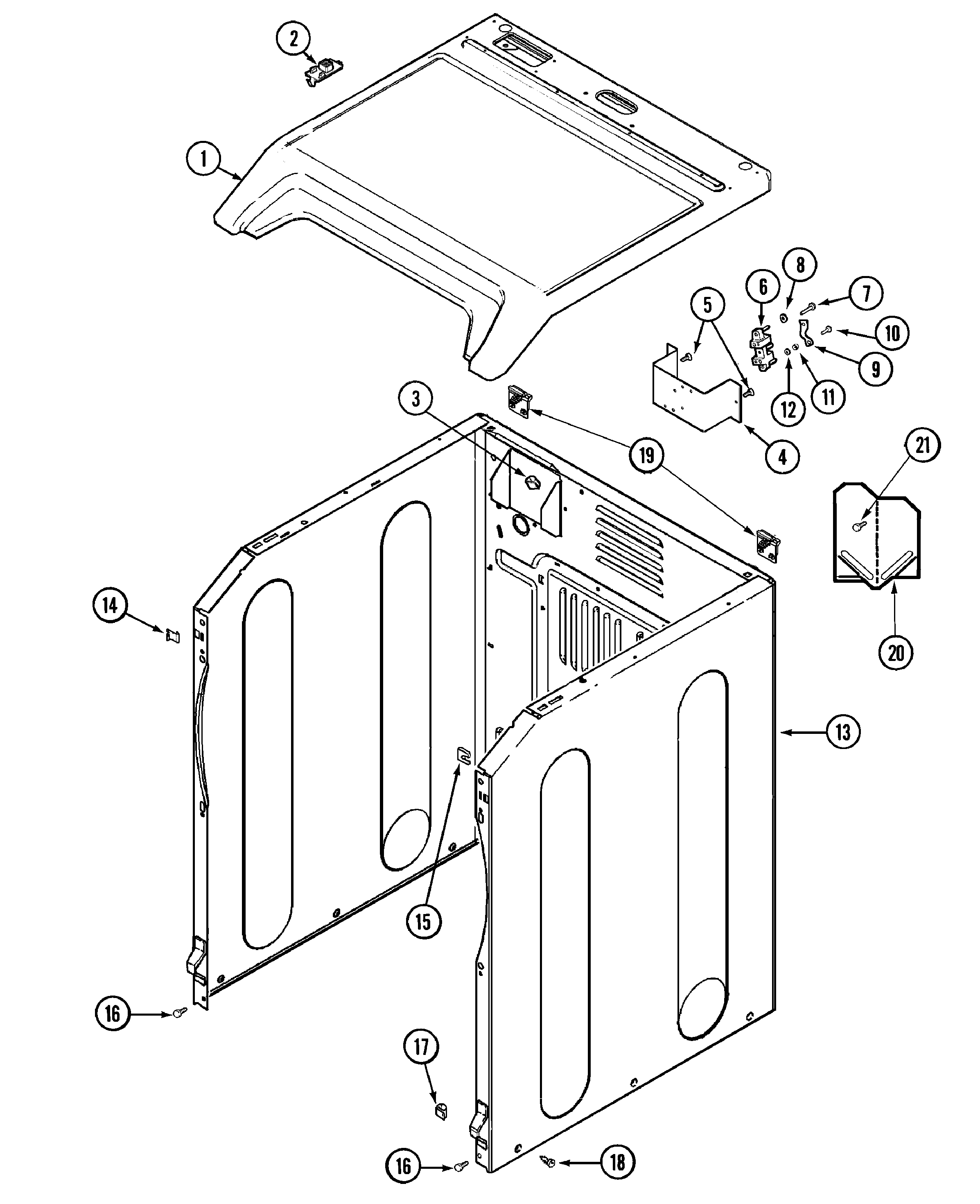 Maytag MDE6400AGW cabinet diagram