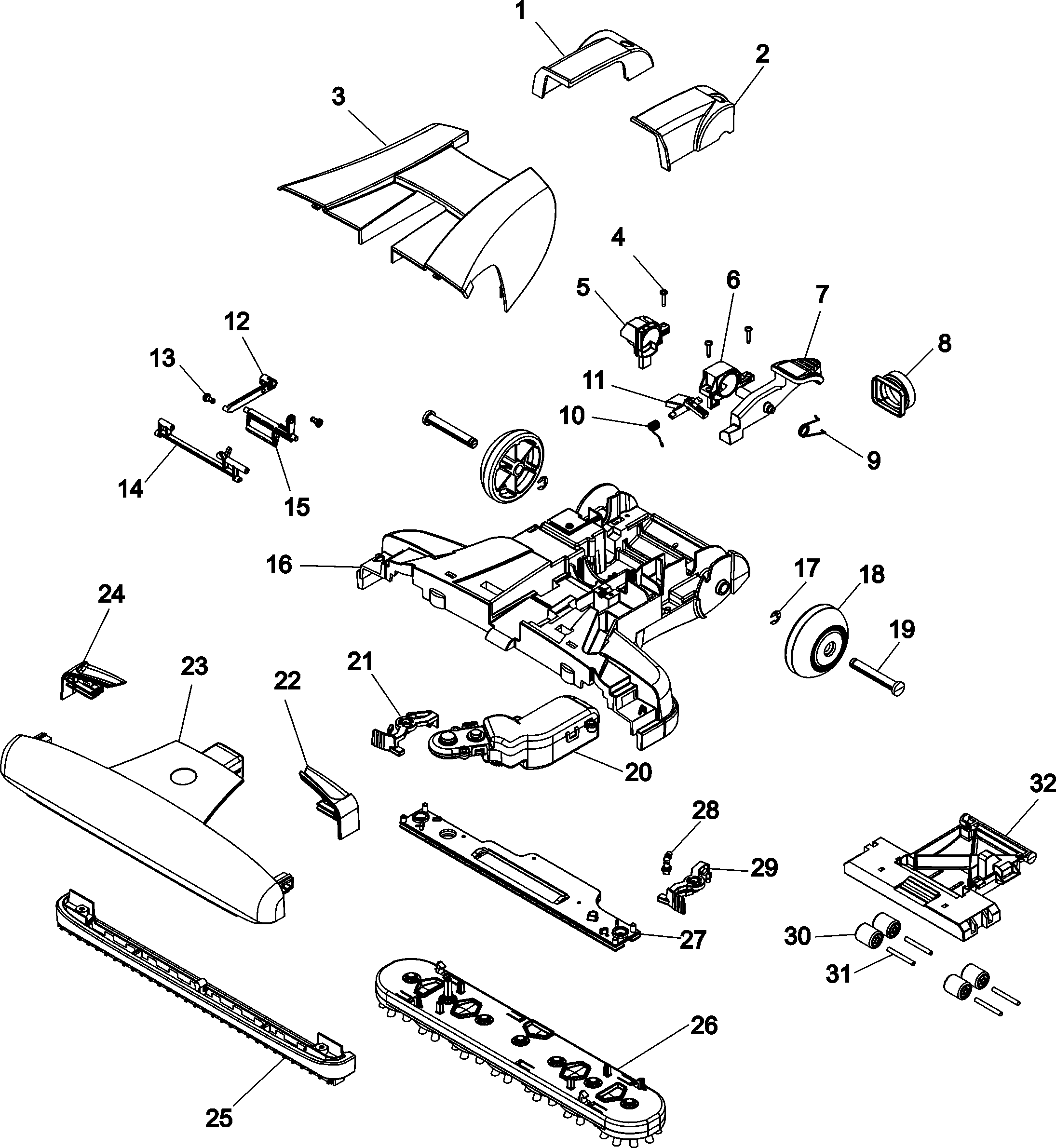 Hoover H3060-020 foot diagram
