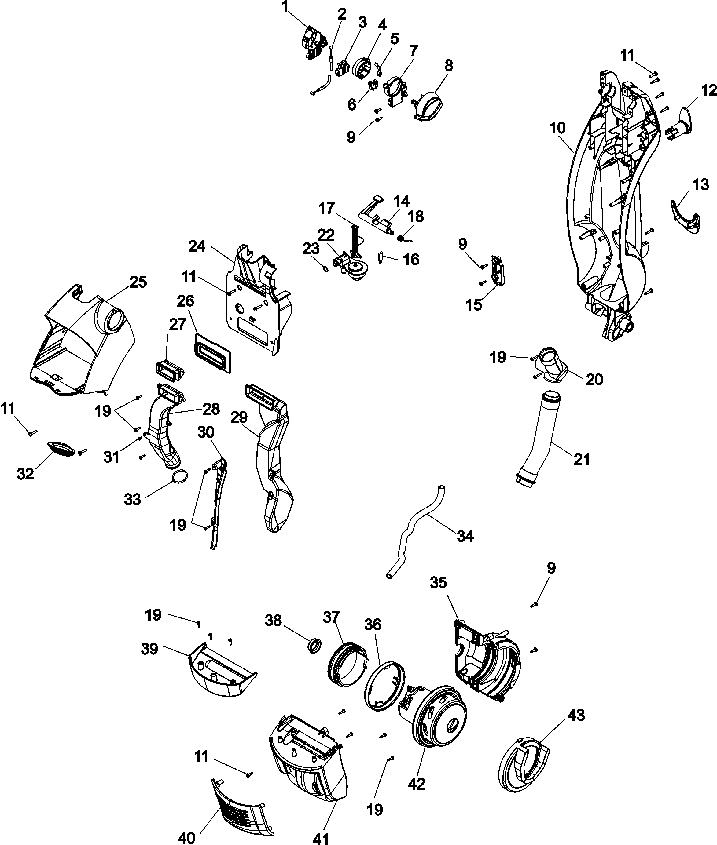 Hoover H3030 main body diagram