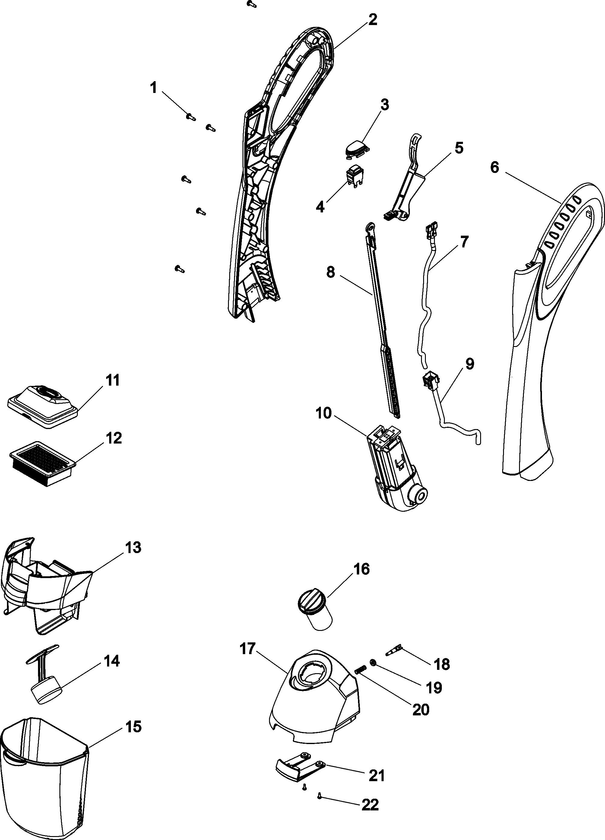 Hoover H3030 handles and tanks diagram