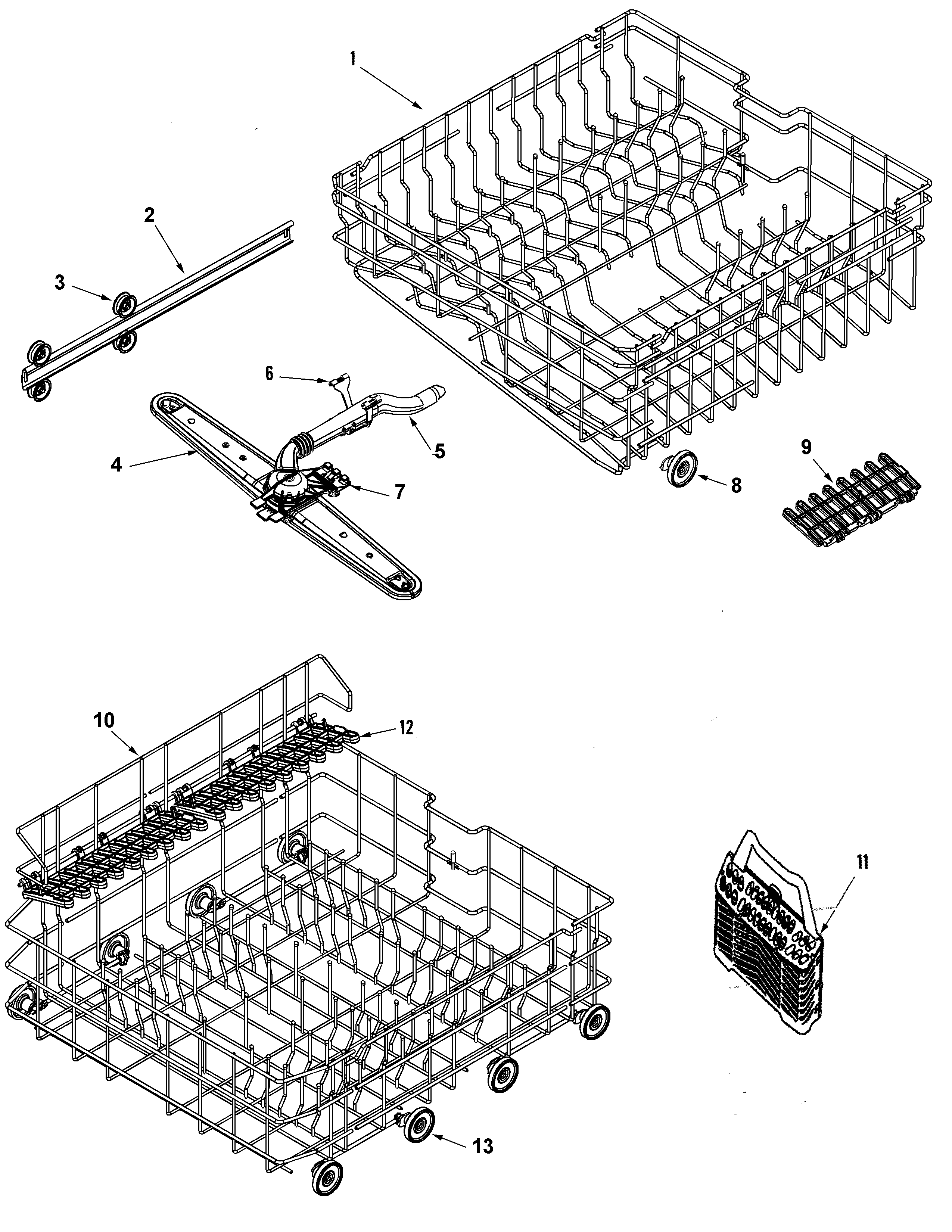 Amana ADB2500AWQ track & rack assembly diagram