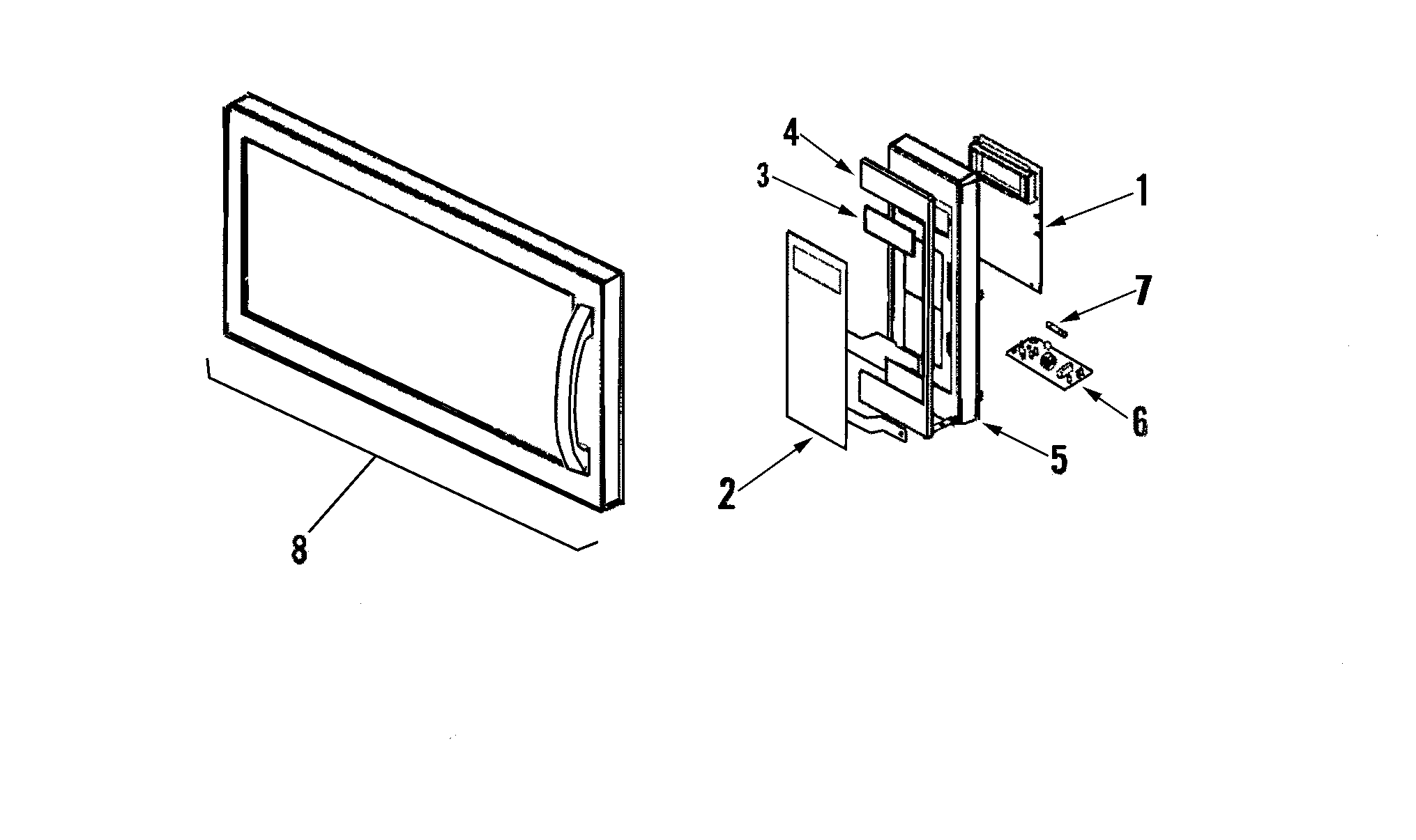 Amana AMC6158BAS control panel/door assembly diagram
