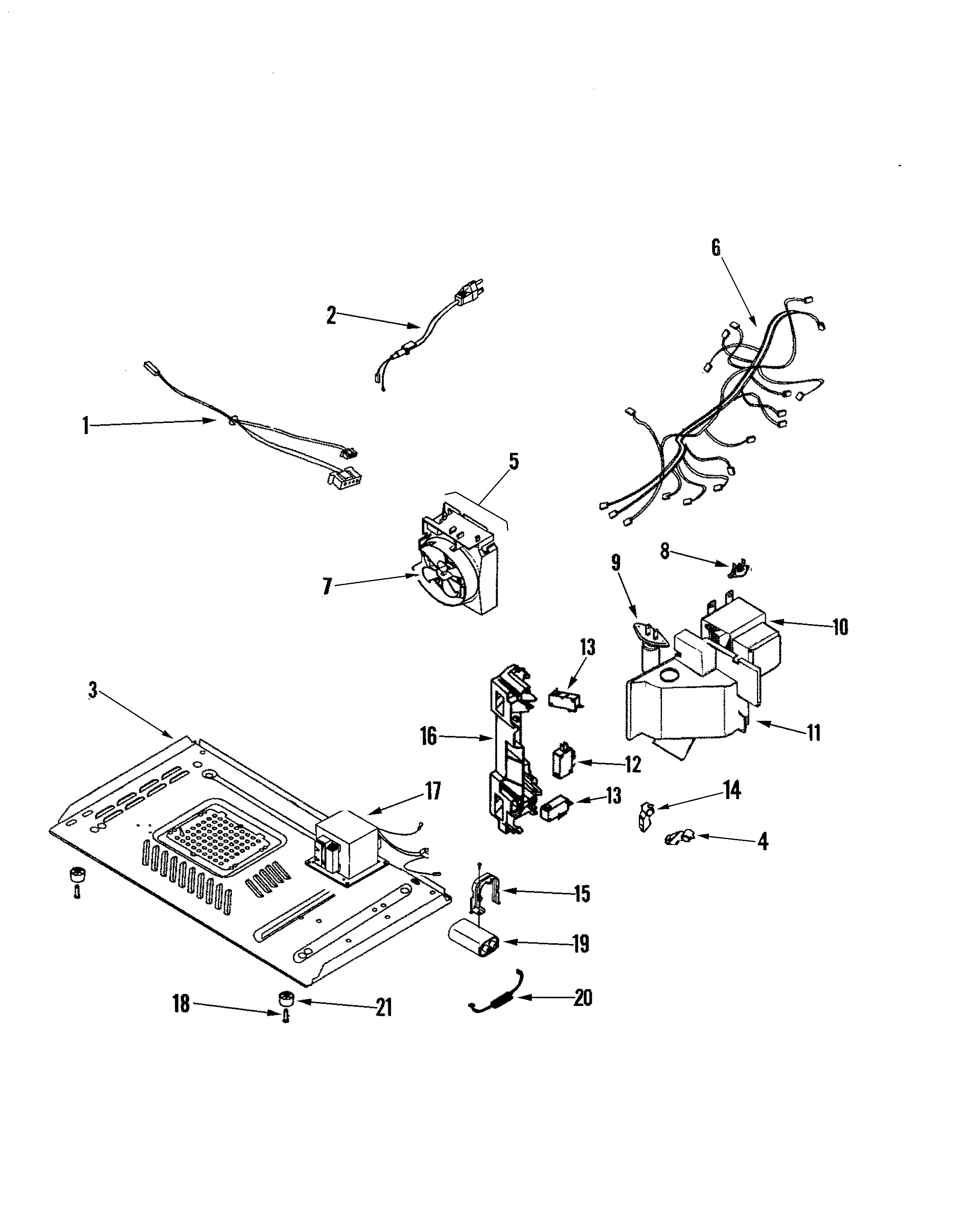 Amana AMC6158BAS base/internal controls diagram