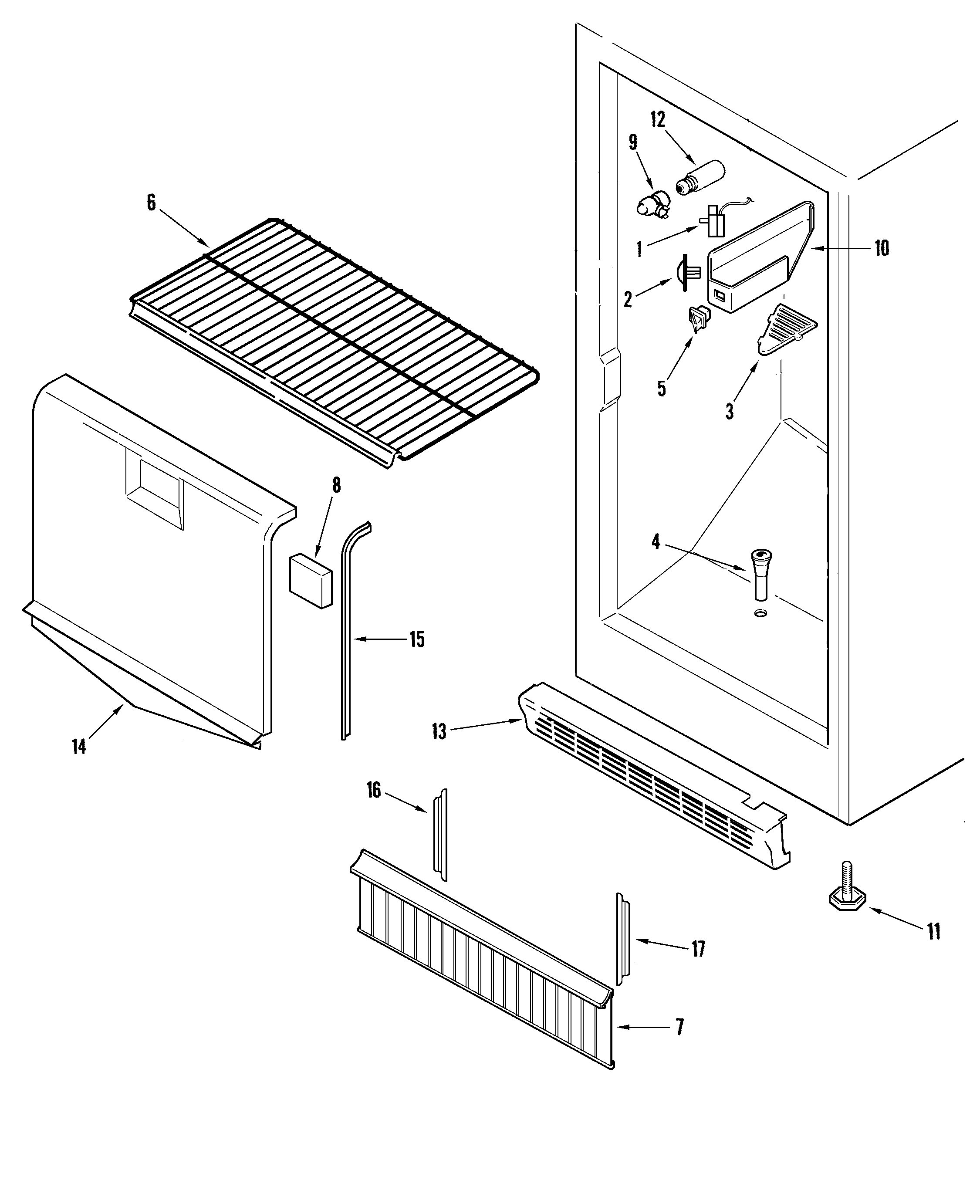Maytag MQU1656BEW freezer compartment diagram
