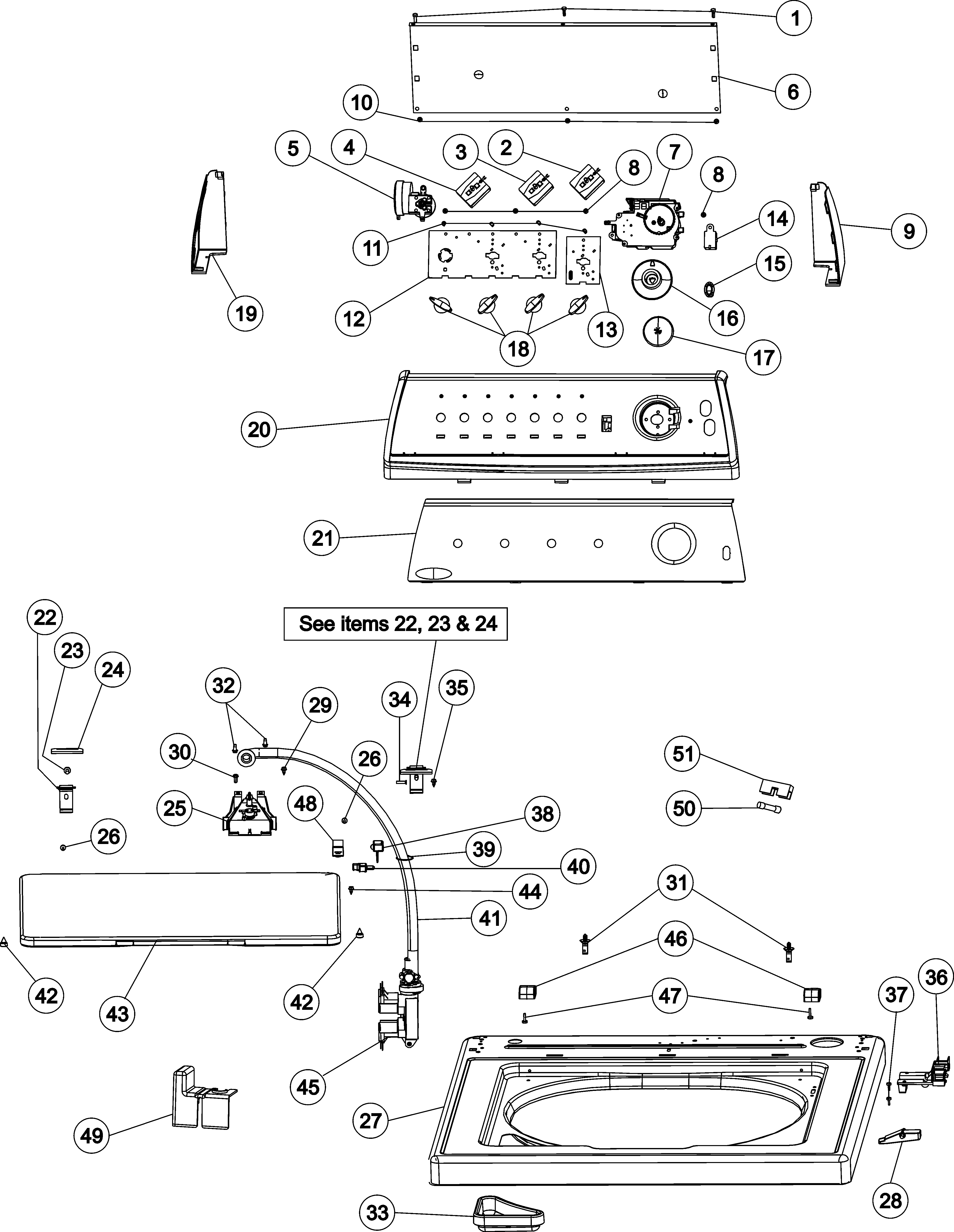 Maytag MAV3855AGW control panel & top diagram