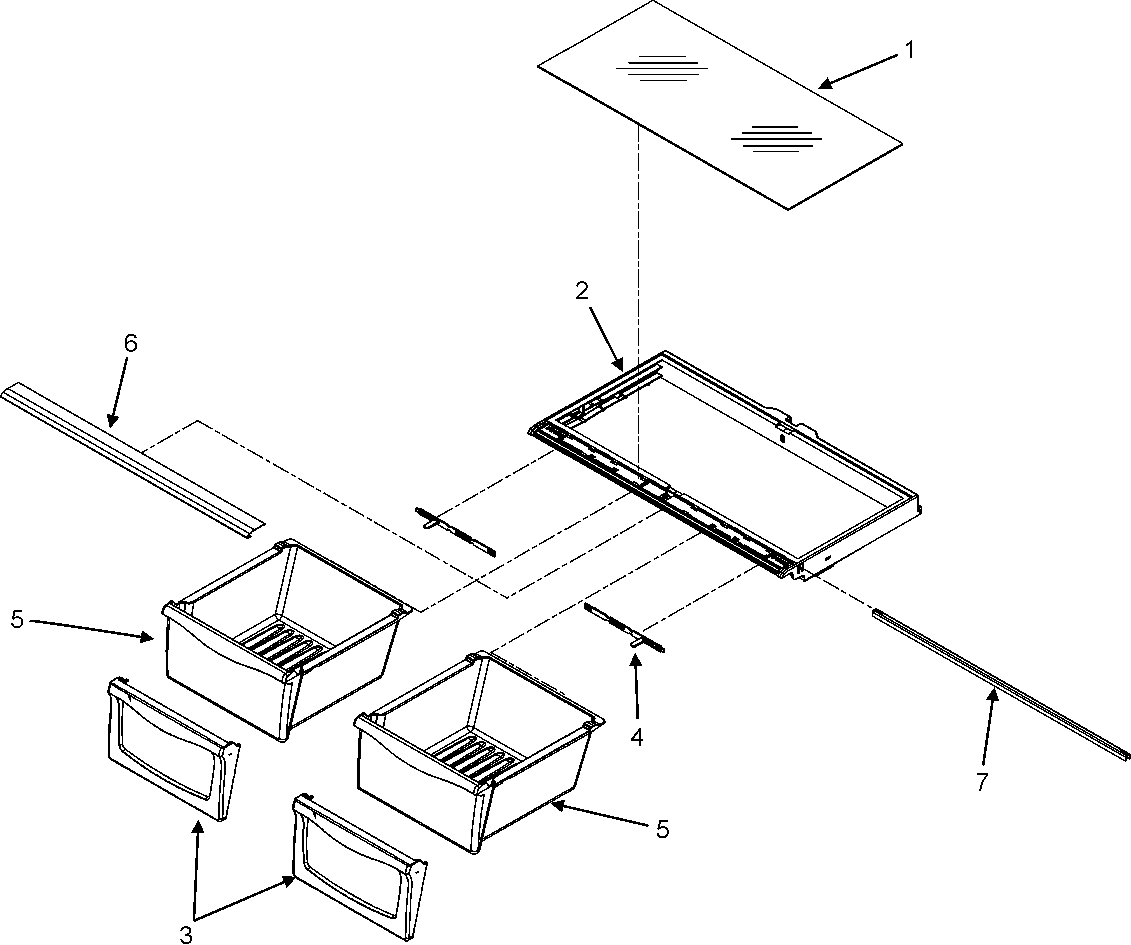 Dacor EF36RNDFSS crisper assembly diagram