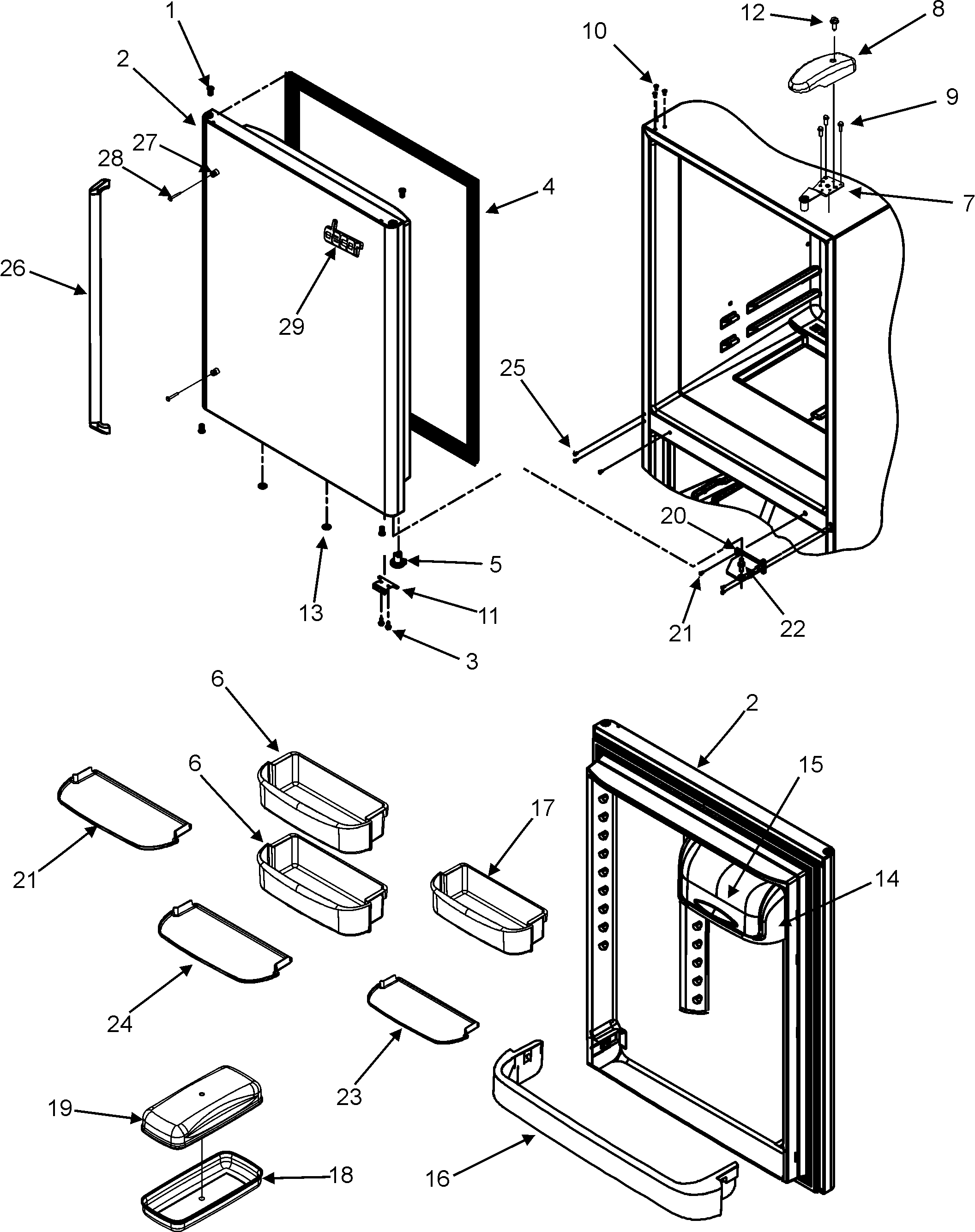 Dacor EF36RNDFSS refrigerator door diagram