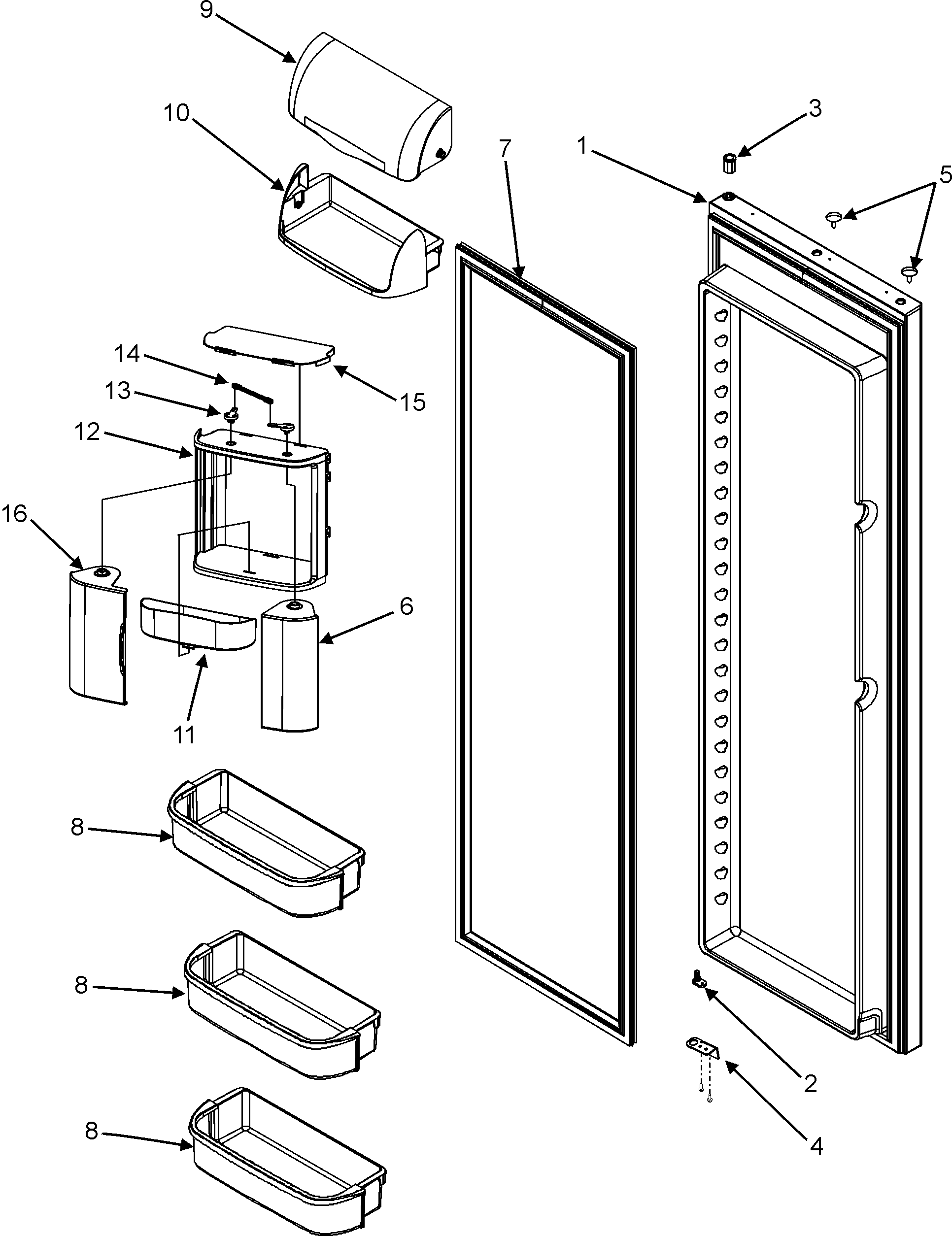 Maytag MSD2352KEB refrigerator door diagram