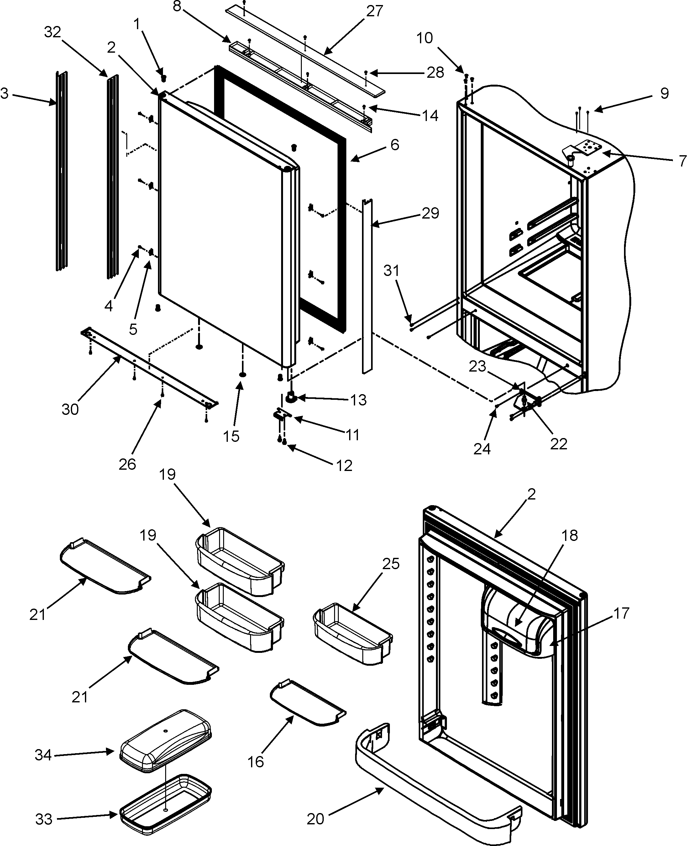Dacor IF36INDFSF refrigerator door diagram