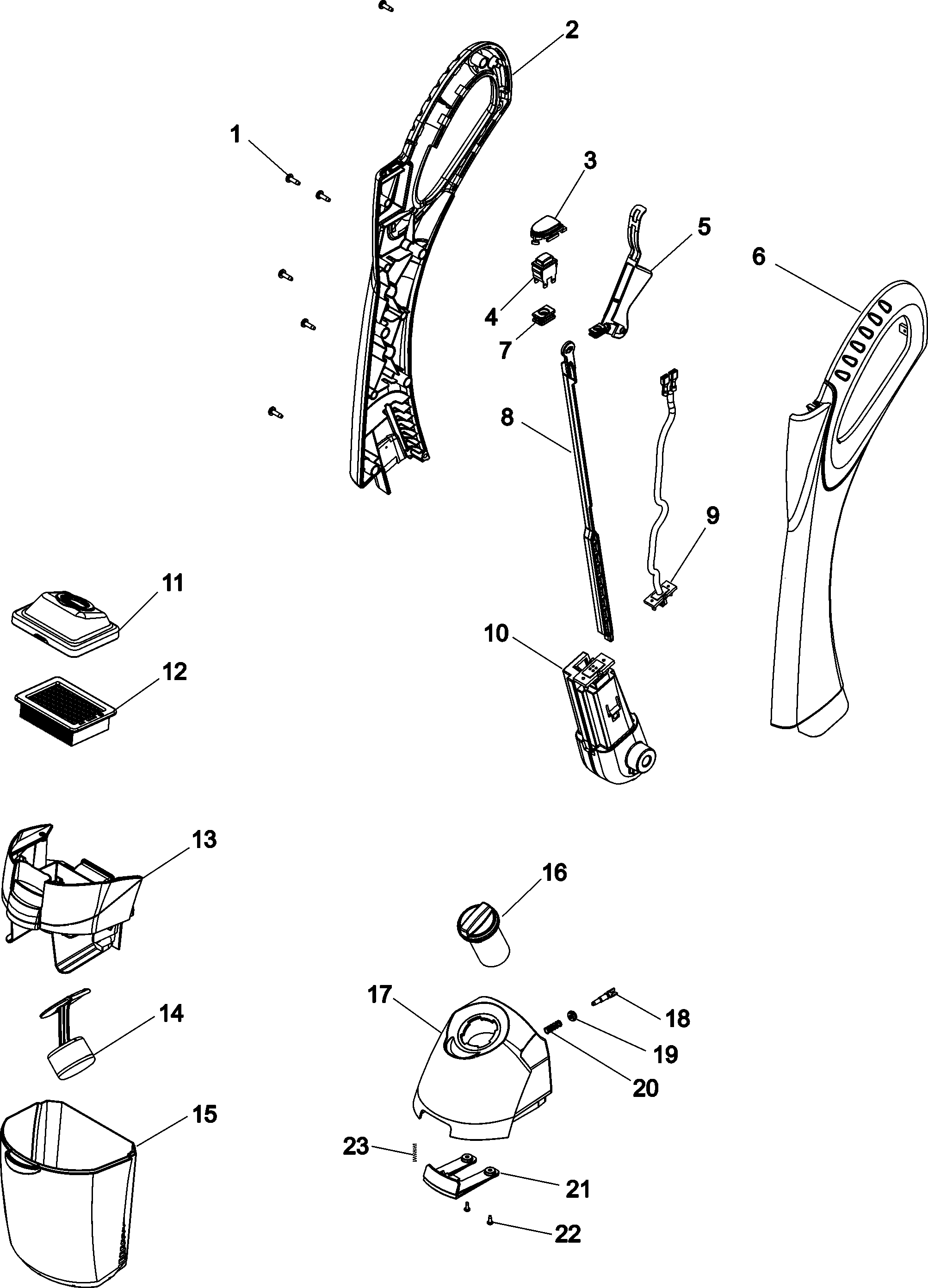 Hoover H3030-006 handles and tanks diagram