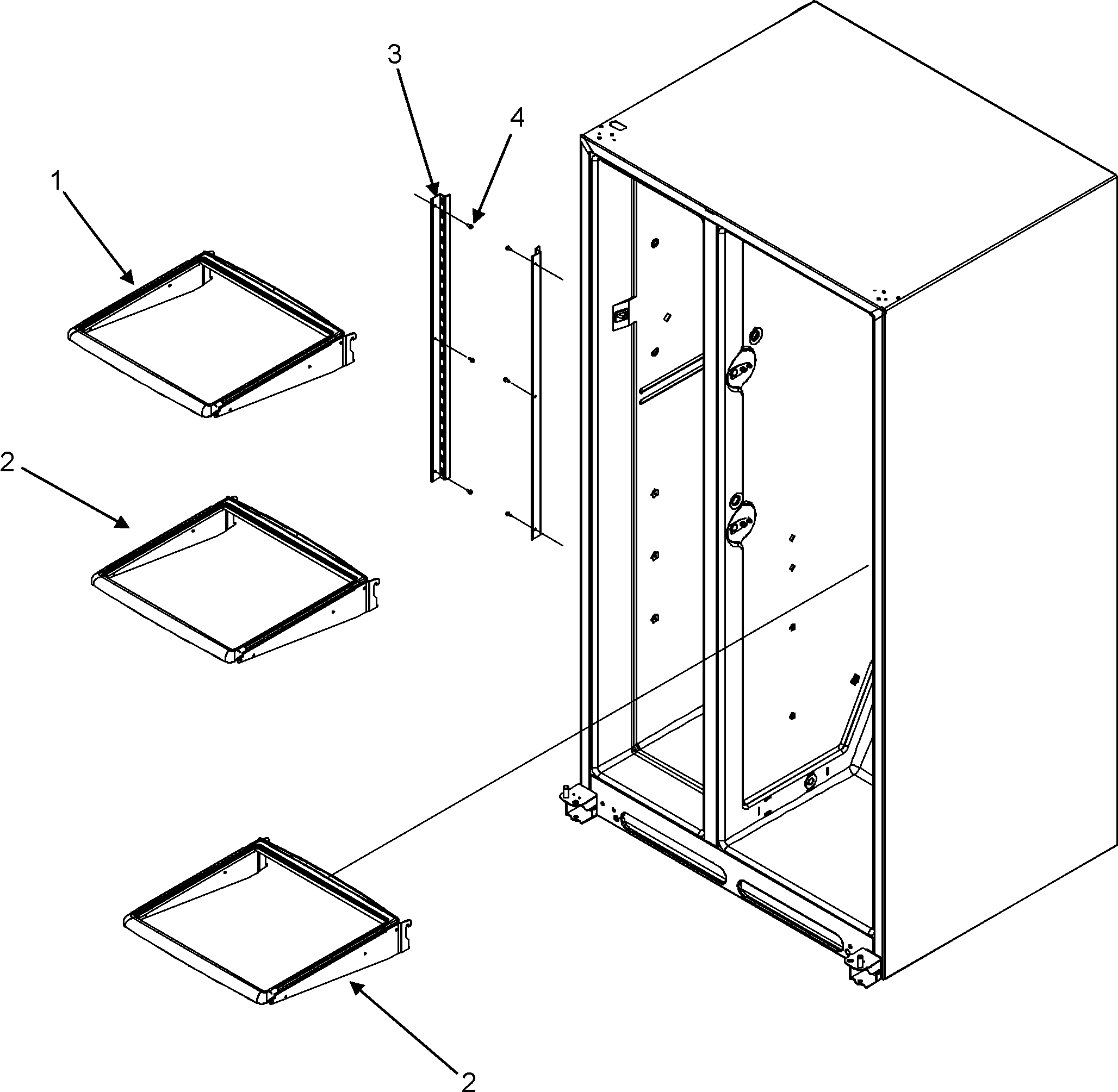 Maytag MSD2656KGW refrigerator shelves diagram