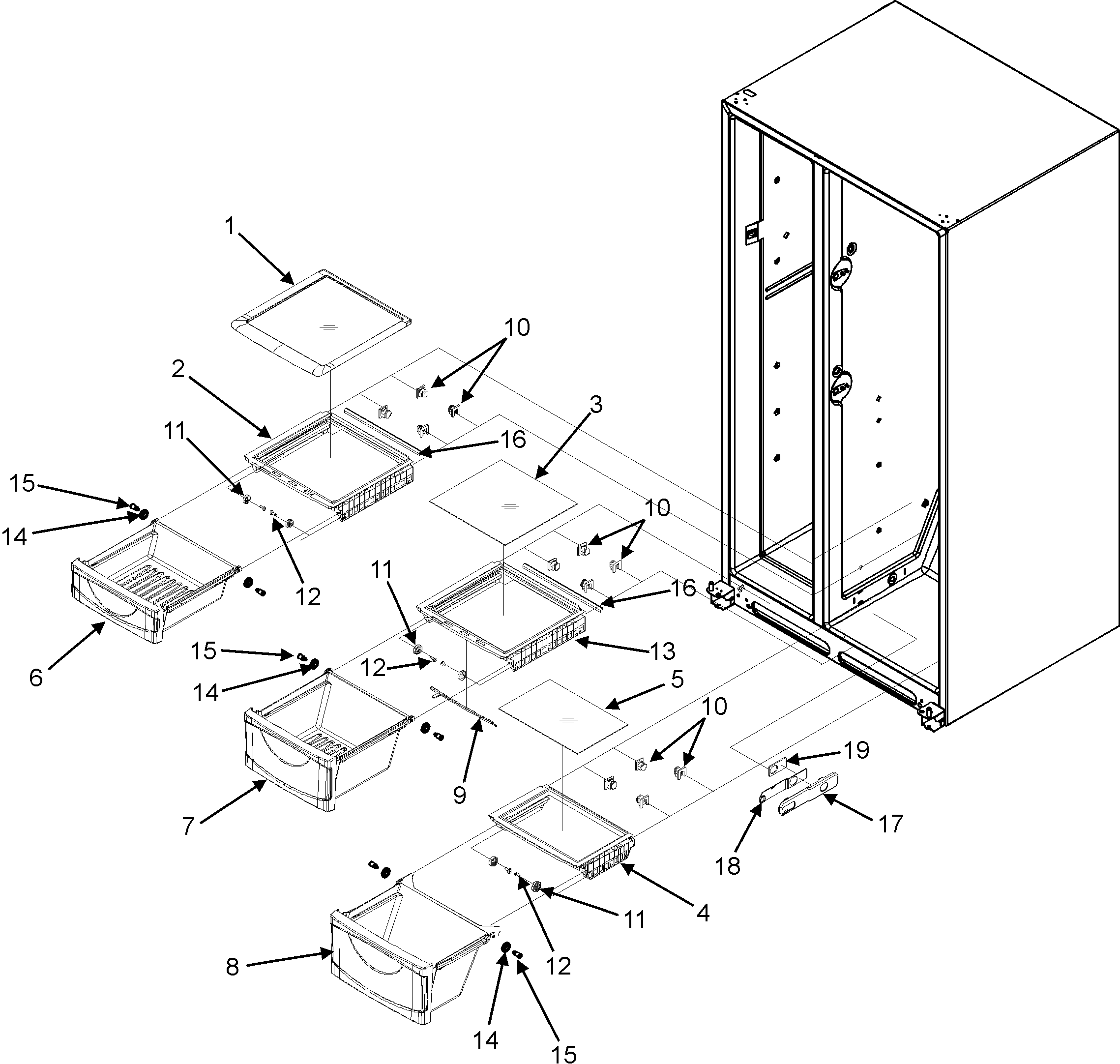 Maytag MSD2656KGW crisper assembly diagram