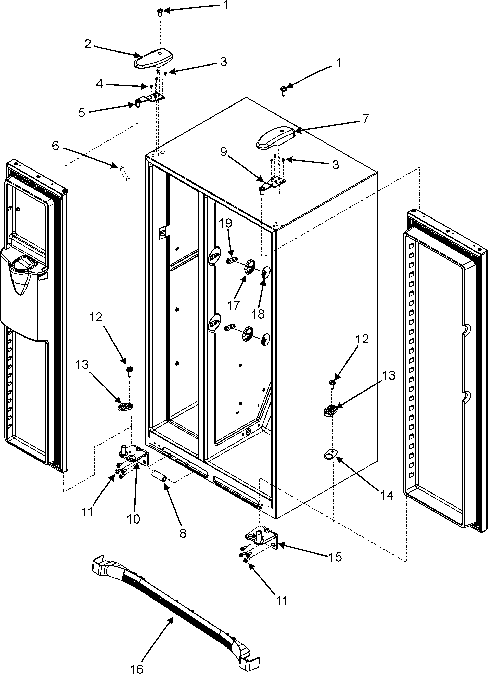 Maytag MSD2656KGW hinges & toe grille diagram