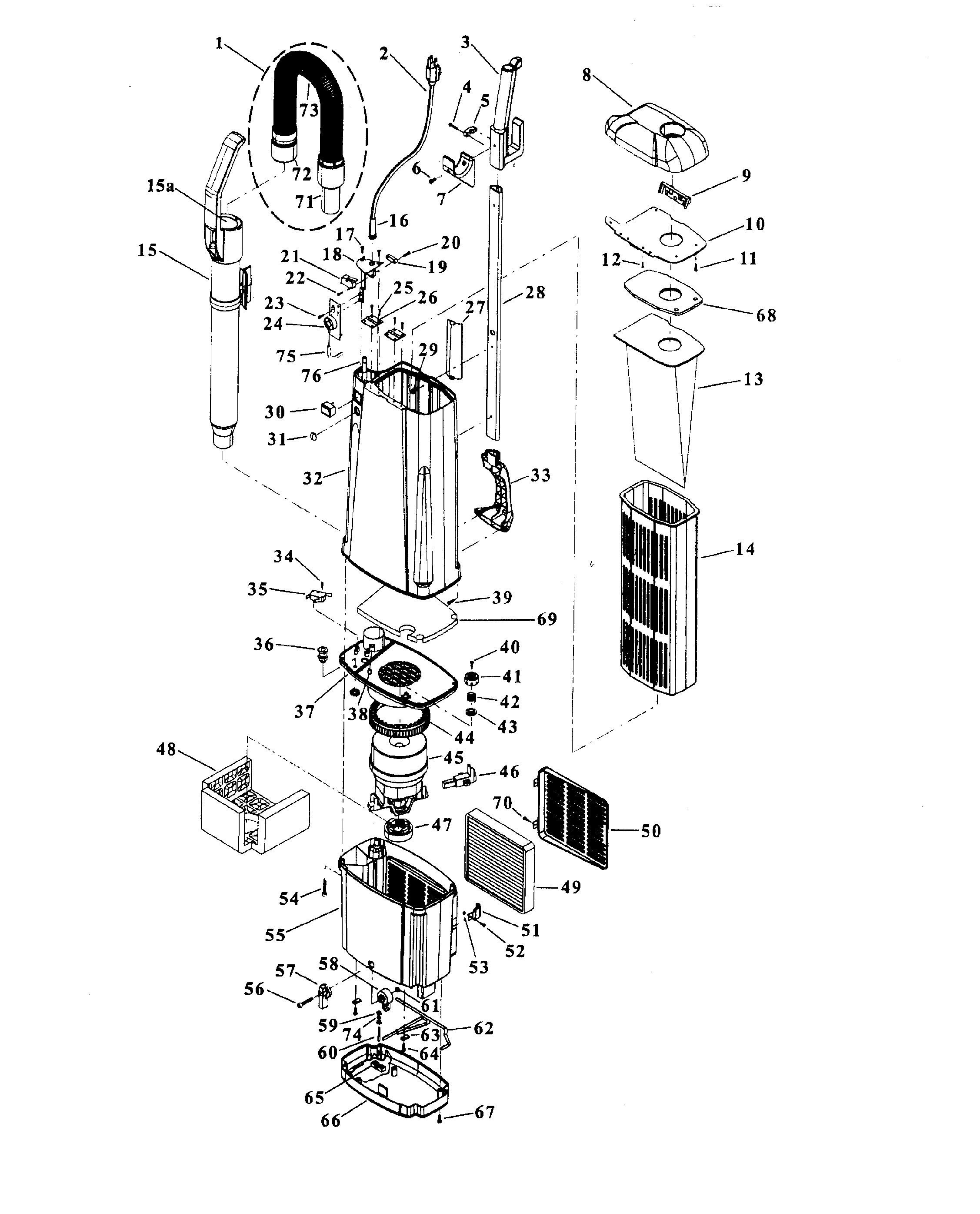 Hoover C1834 upper assembly diagram