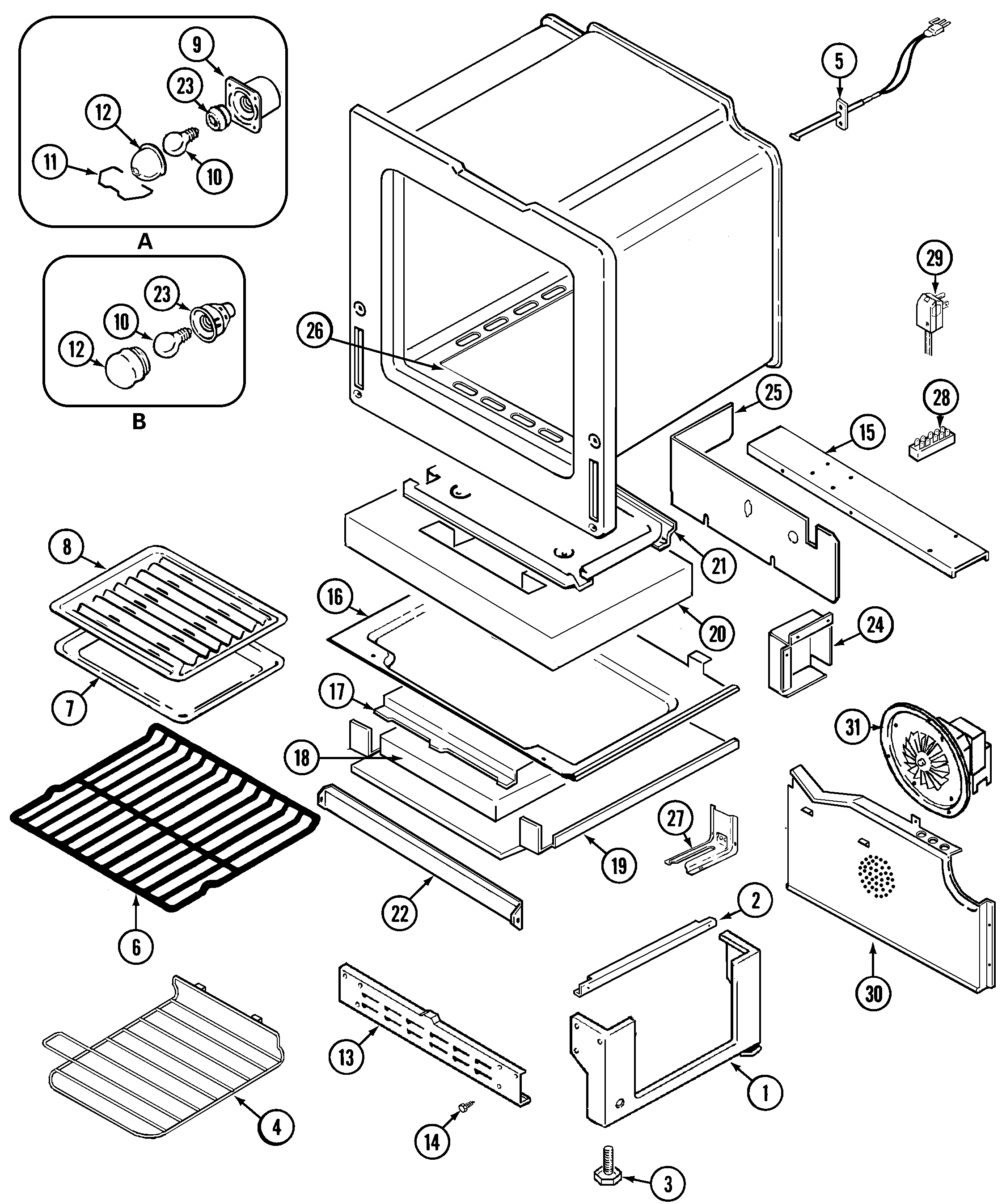 Maytag MGR5870ADA oven/base diagram